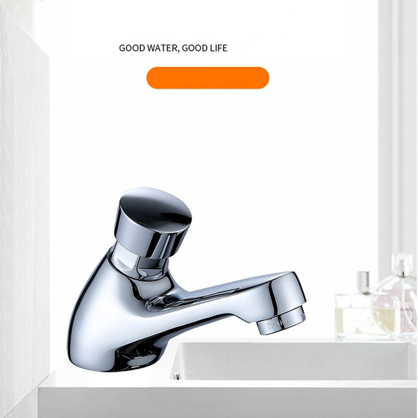Time Delay Silver Faucet Single Tube Cold Water Basin Taps for Public Hotel Restaurant Shopping Mall V1294-YM0521-3112230012811