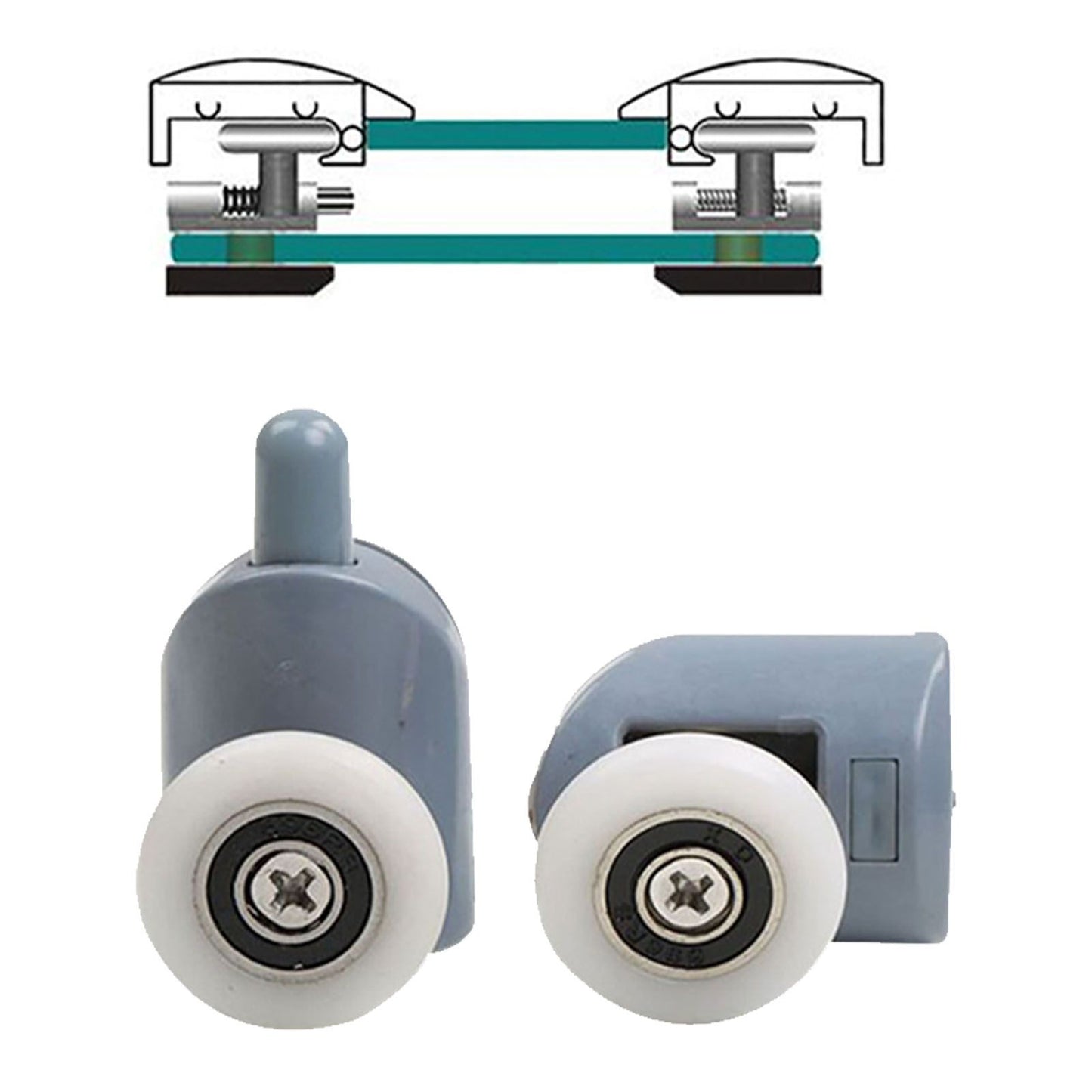 10pcs Shower Door Rollers Quiet Replacement Top Bottom Glass Door Pulleys for Bathroom Massage Room V1294-YM0521-3112230013611