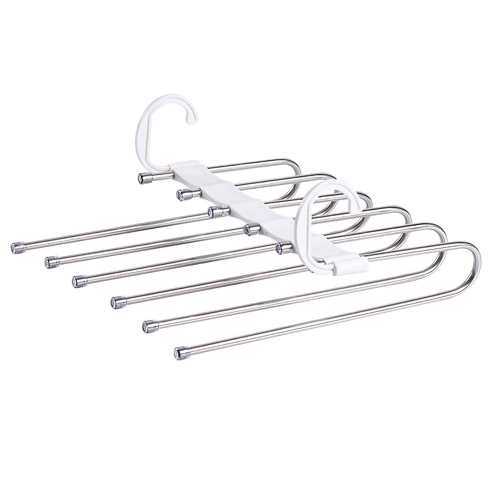 White Foldable Pants Rack Hanger Multifunctional Multi Layer Pants Folding Trouser Hanging Rack V1294-YM0521-3112230015611
