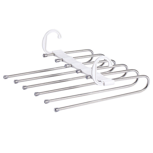 White Foldable Pants Rack Hanger Multifunctional Multi Layer Pants Folding Trouser Hanging Rack V1294-YM0521-3112230015611