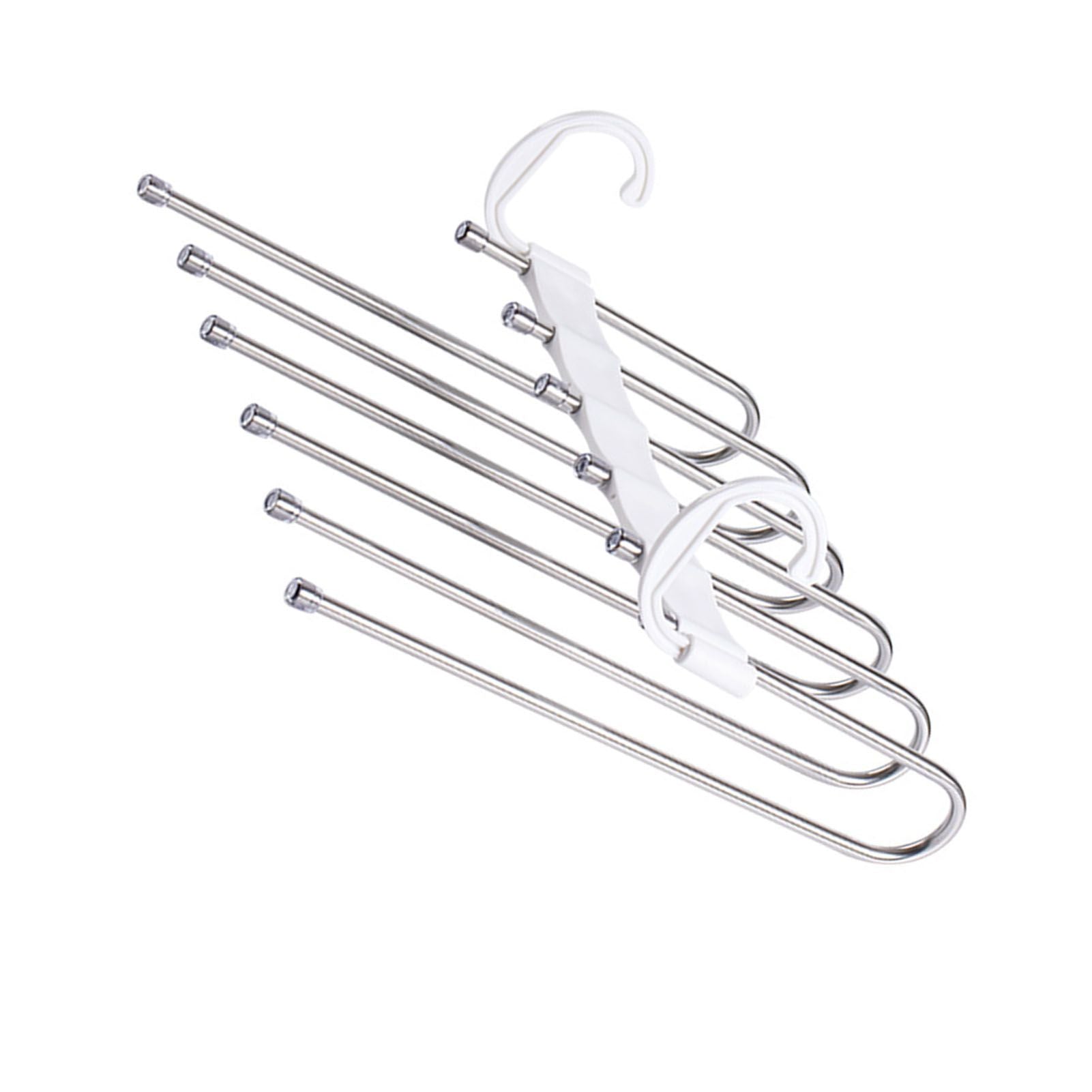 White Foldable Pants Rack Hanger Multifunctional Multi Layer Pants Folding Trouser Hanging Rack V1294-YM0521-3112230015611