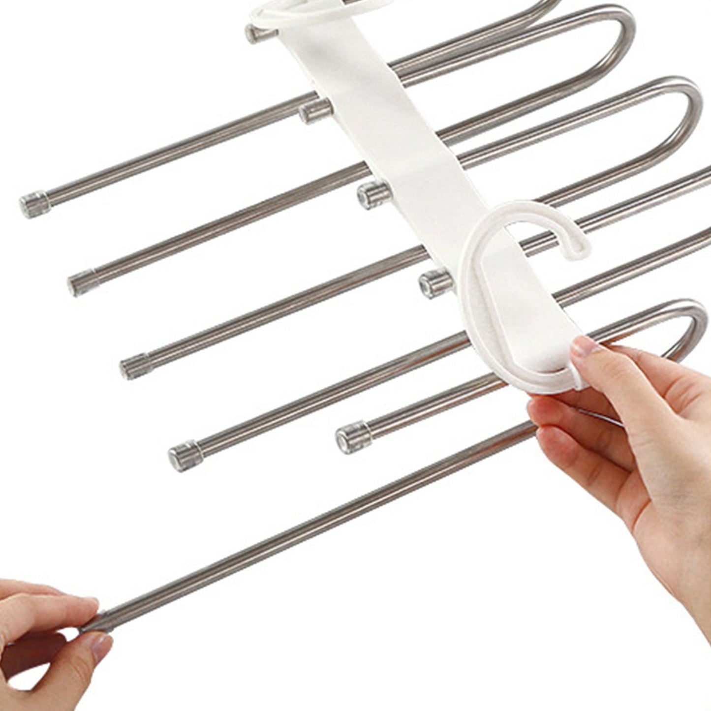 White Foldable Pants Rack Hanger Multifunctional Multi Layer Pants Folding Trouser Hanging Rack V1294-YM0521-3112230015611