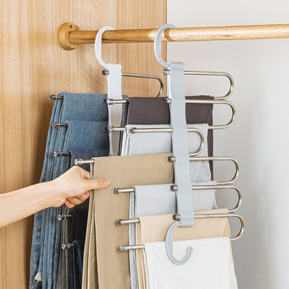 White Foldable Pants Rack Hanger Multifunctional Multi Layer Pants Folding Trouser Hanging Rack V1294-YM0521-3112230015611