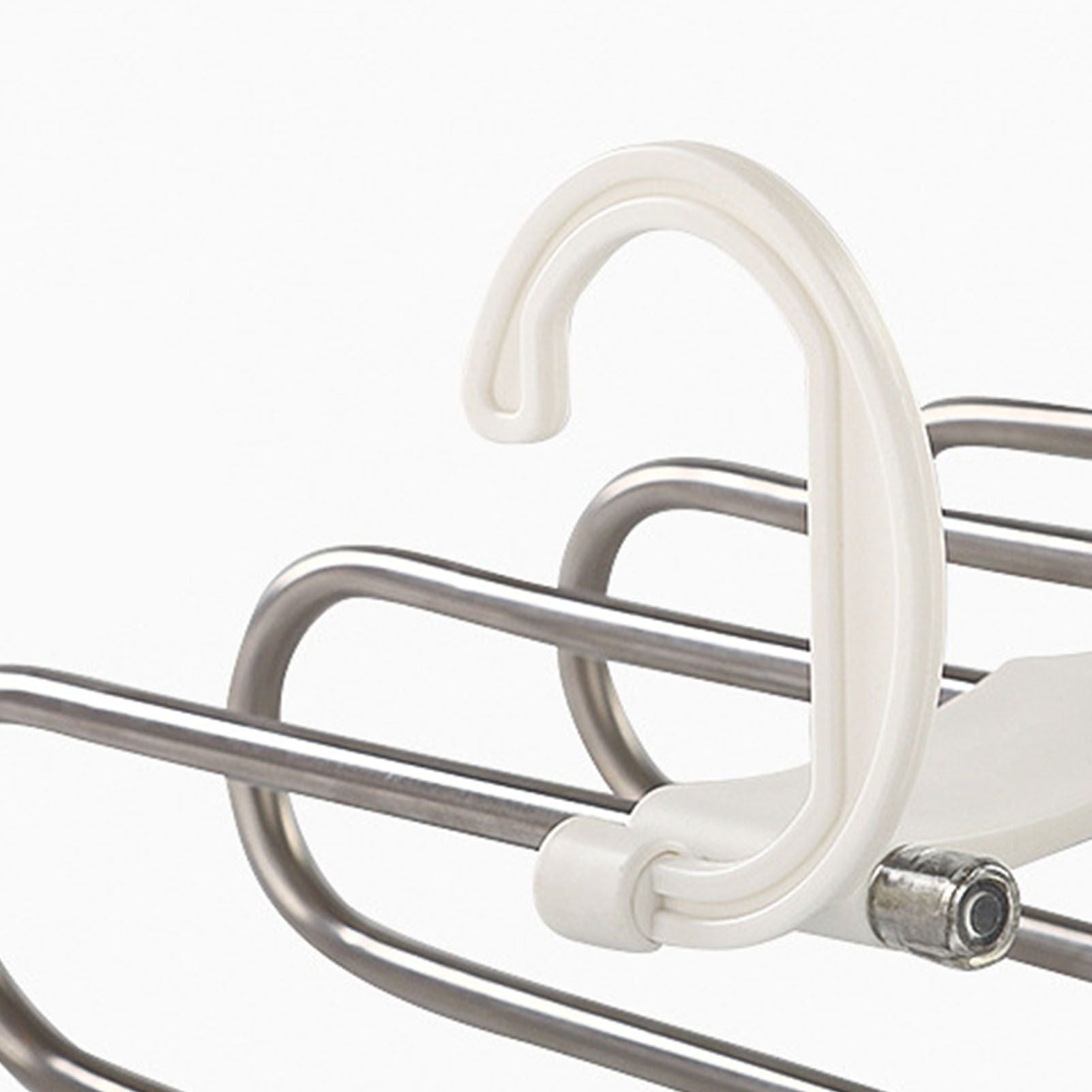 White Foldable Pants Rack Hanger Multifunctional Multi Layer Pants Folding Trouser Hanging Rack V1294-YM0521-3112230015611