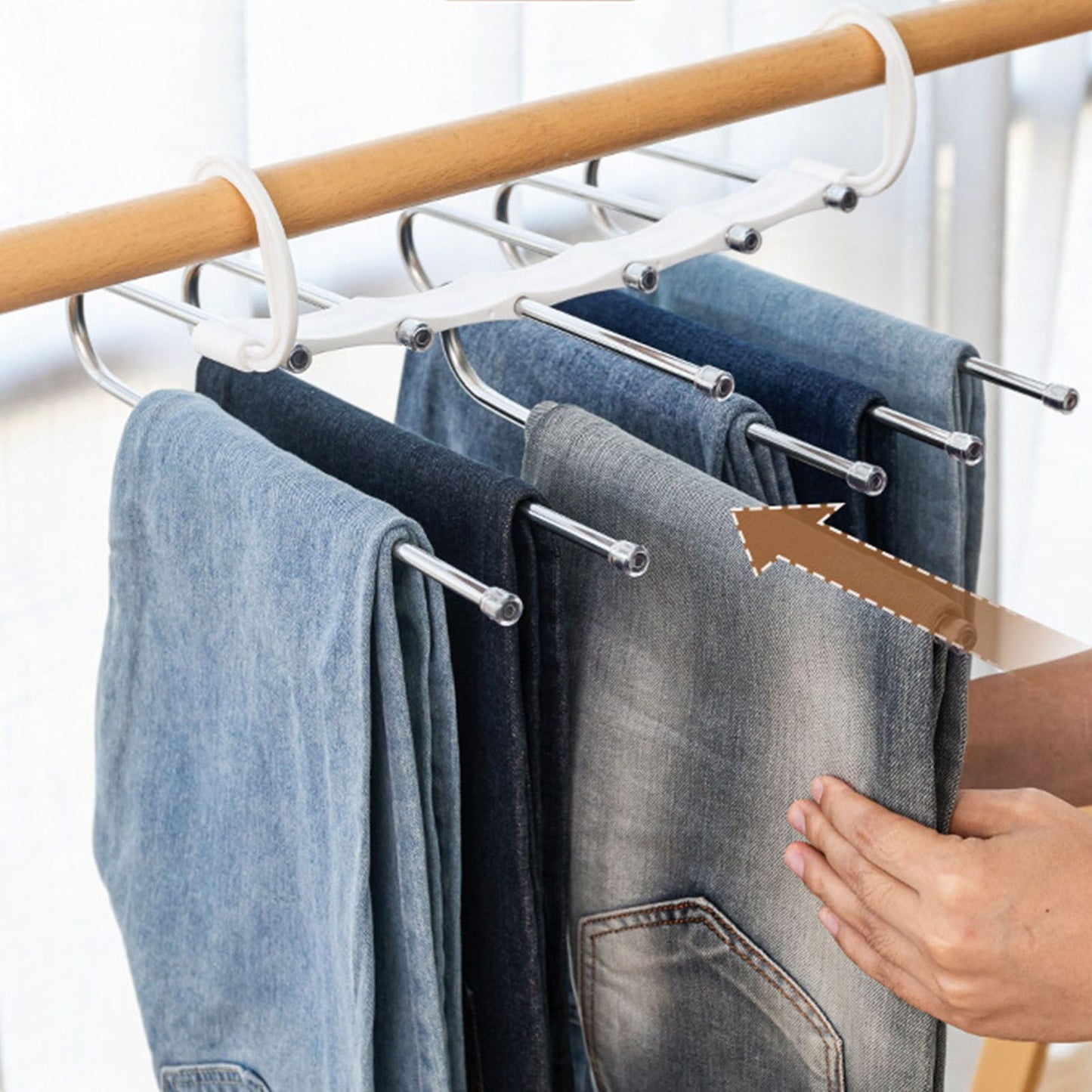 White Foldable Pants Rack Hanger Multifunctional Multi Layer Pants Folding Trouser Hanging Rack V1294-YM0521-3112230015611