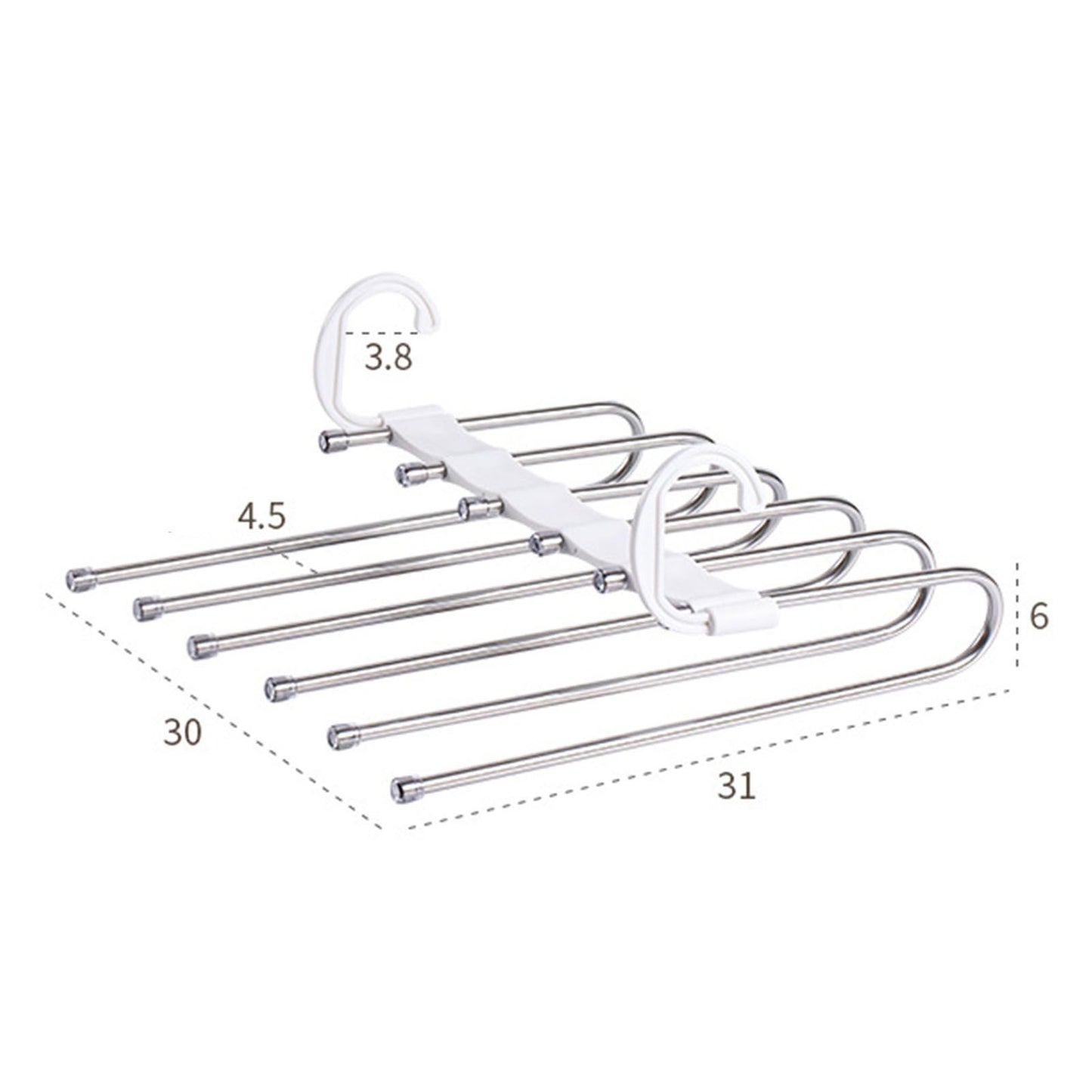 White Foldable Pants Rack Hanger Multifunctional Multi Layer Pants Folding Trouser Hanging Rack V1294-YM0521-3112230015611