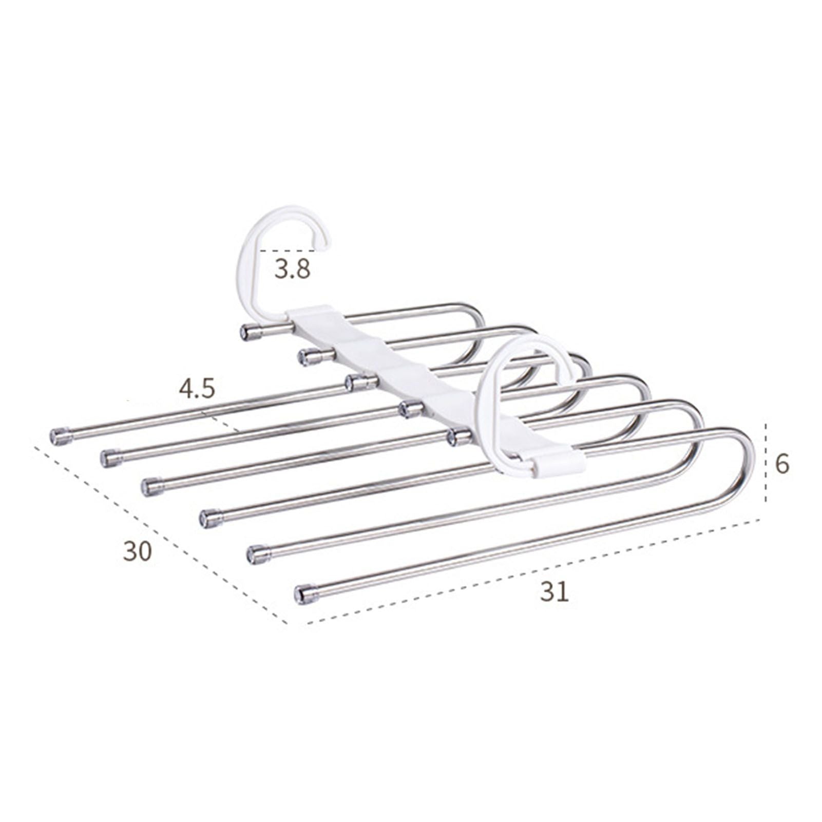 White Foldable Pants Rack Hanger Multifunctional Multi Layer Pants Folding Trouser Hanging Rack V1294-YM0521-3112230015611