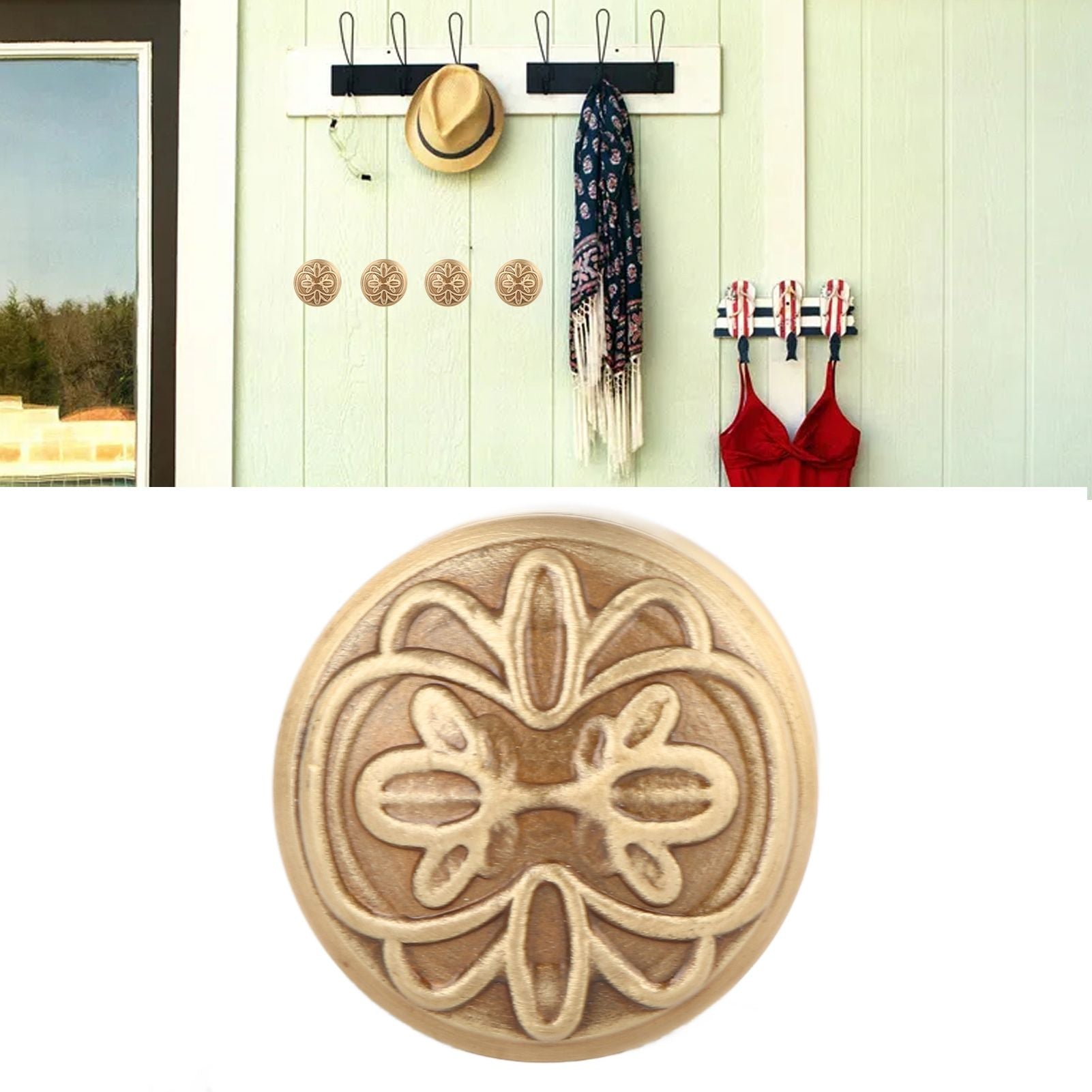 Bathroom Towel Hook Copper Retro Multifunctional Space Saving Wall Mounted Robe Hook for Door C Type V1294-YM0521-3112230015913