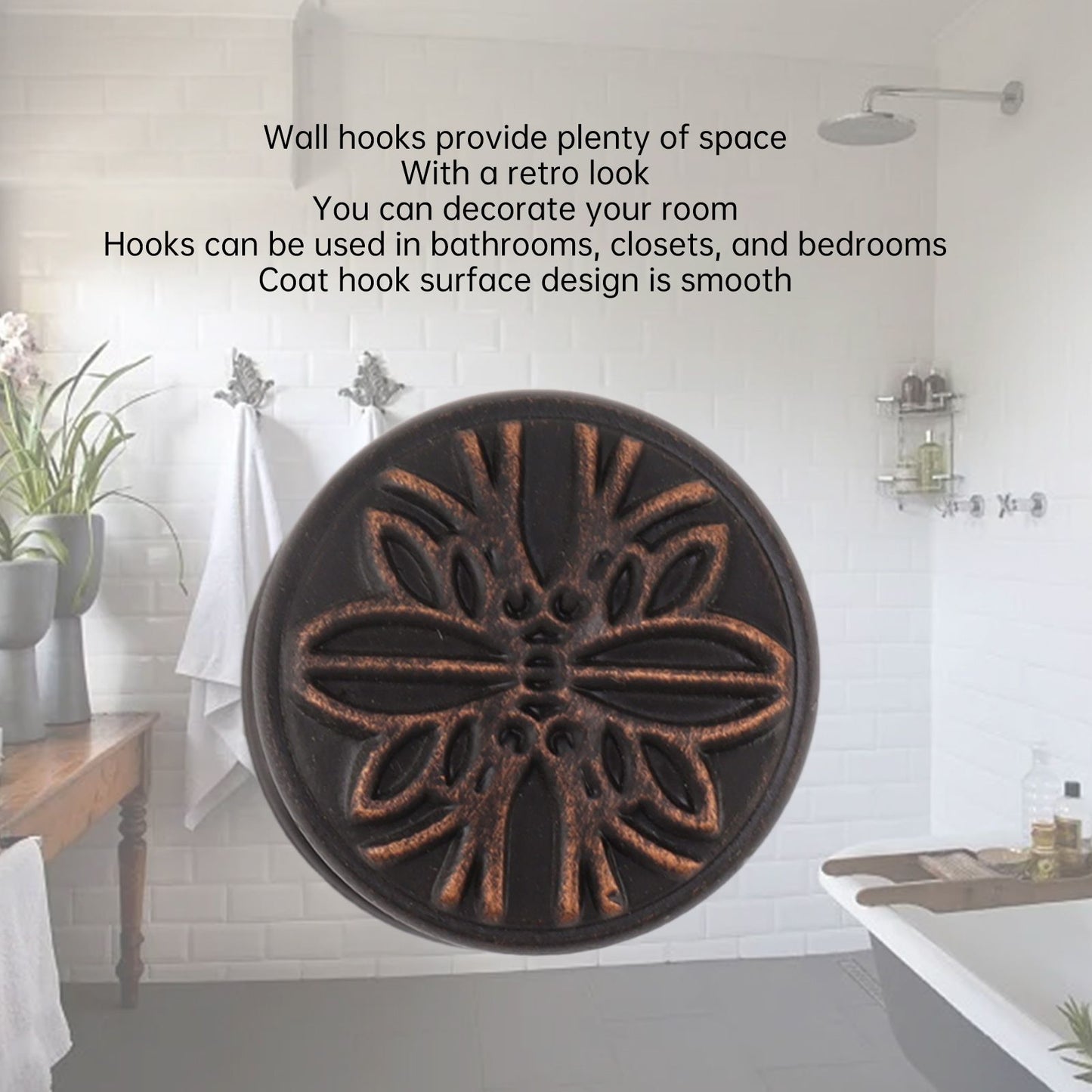 Bathroom Towel Hook Copper Retro Multifunctional Space Saving Wall Mounted Robe Hook for Door D Type V1294-YM0521-3112230015914