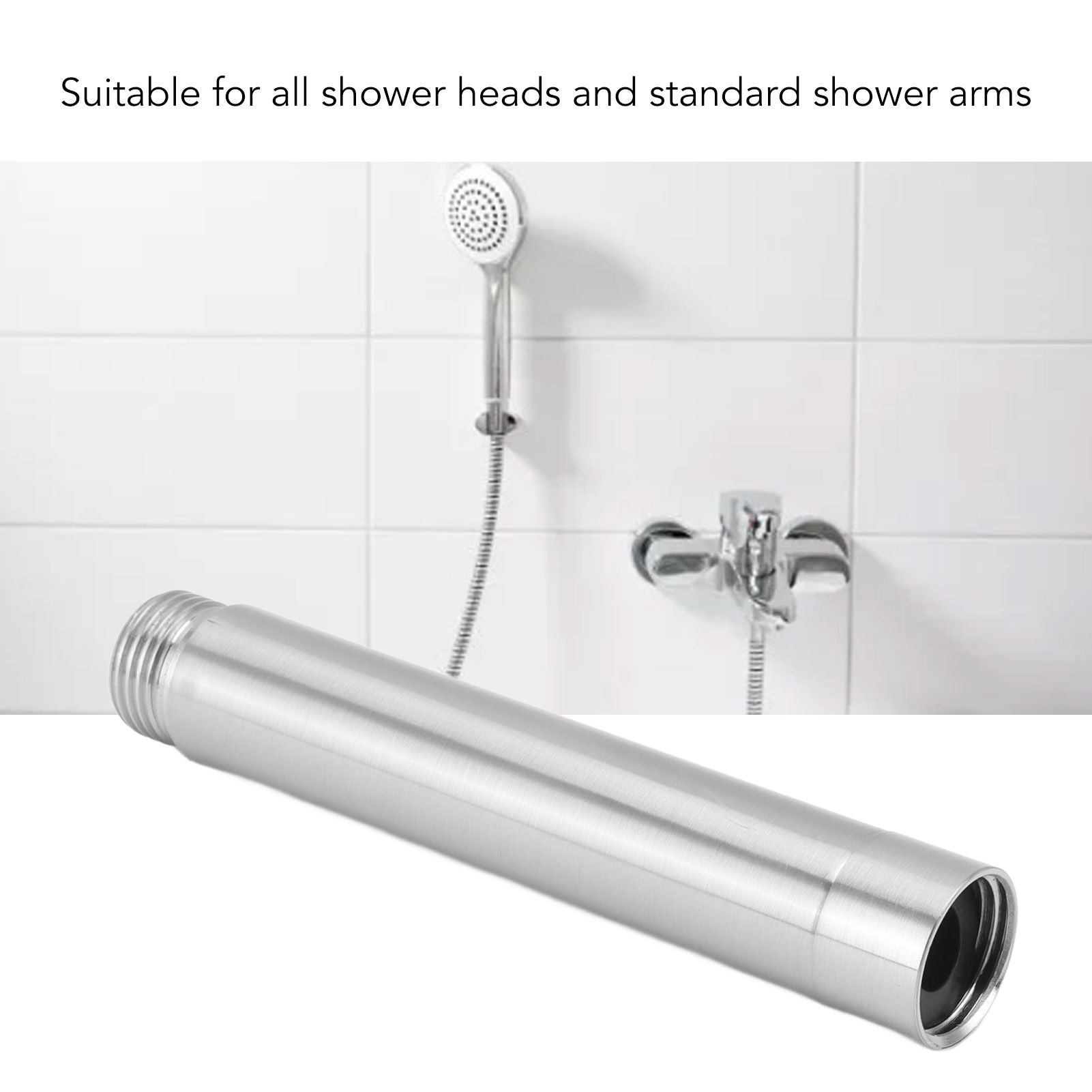 Shower Extension Tube Stainless Steel Handheld Shower Head Extender for Bathroom 4in V1294-YM0521-3112230019211