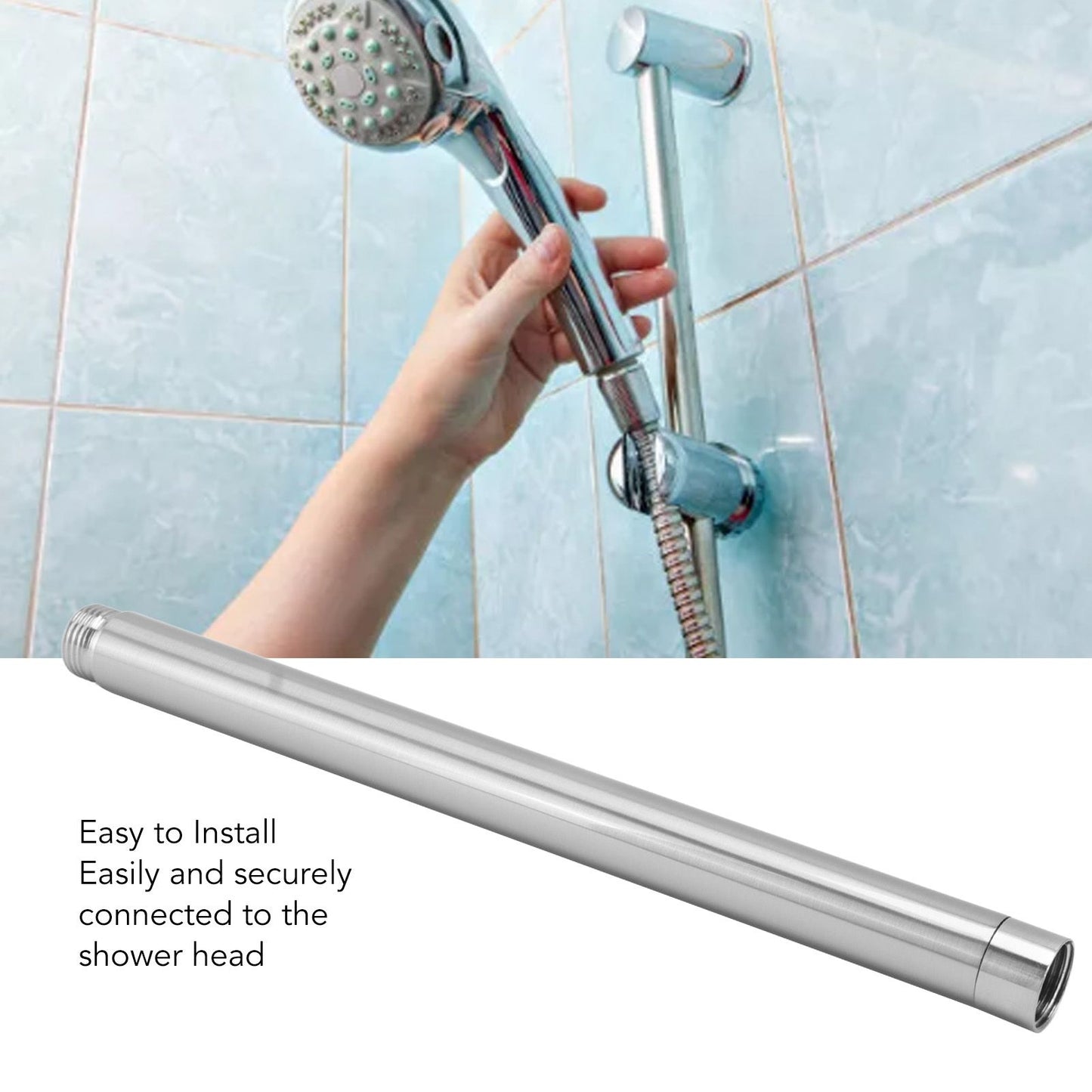 Shower Extension Tube Stainless Steel Handheld Shower Head Extender for Bathroom 10in V1294-YM0521-3112230019213
