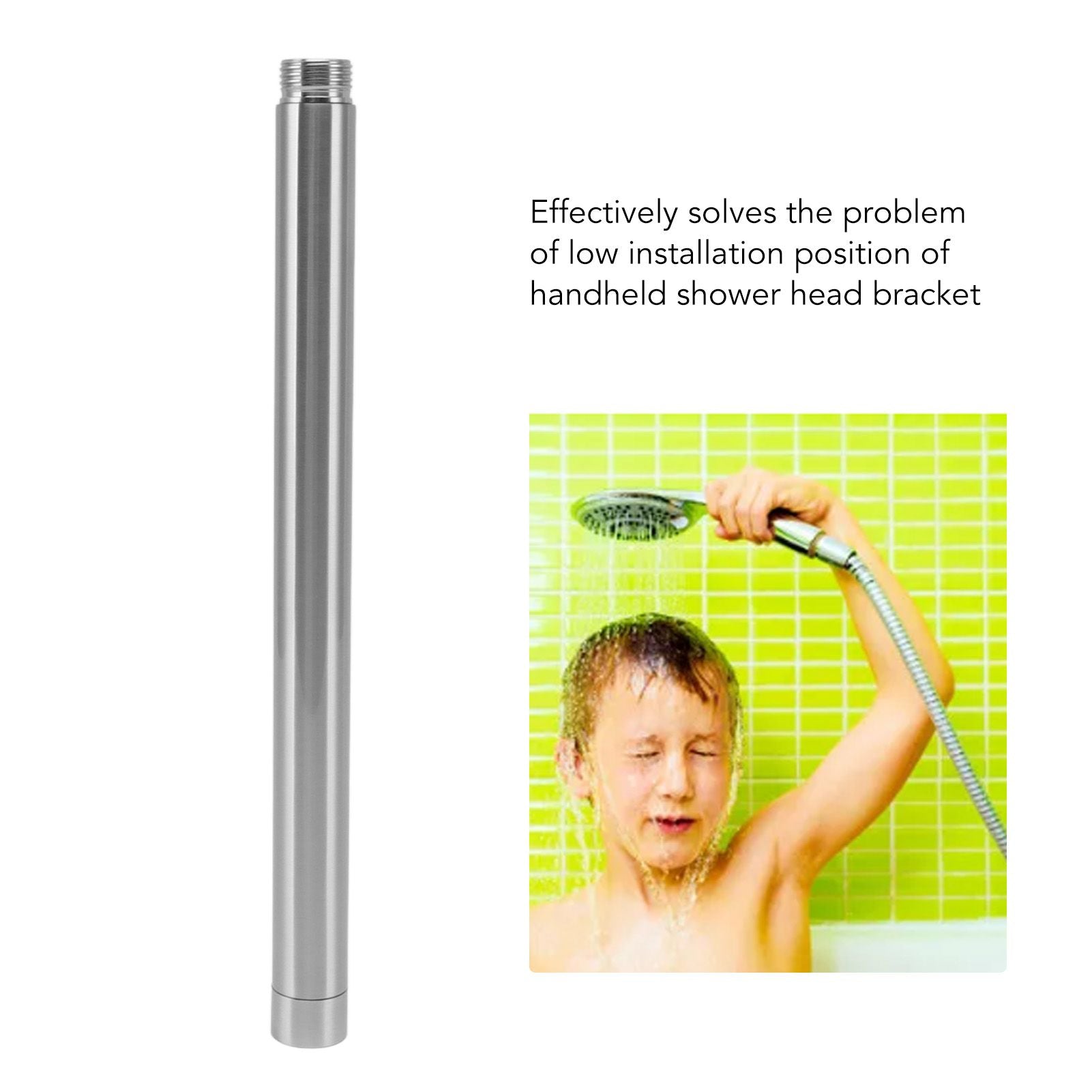 Shower Extension Tube Stainless Steel Handheld Shower Head Extender for Bathroom 10in V1294-YM0521-3112230019213