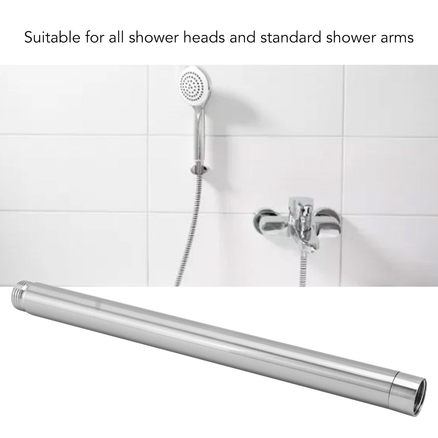 Shower Extension Tube Stainless Steel Handheld Shower Head Extender for Bathroom 10in V1294-YM0521-3112230019213