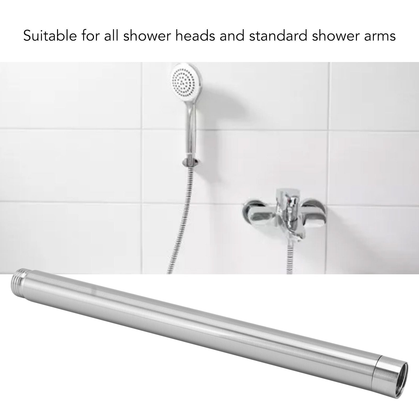 Shower Extension Tube Stainless Steel Handheld Shower Head Extender for Bathroom 10in V1294-YM0521-3112230019213