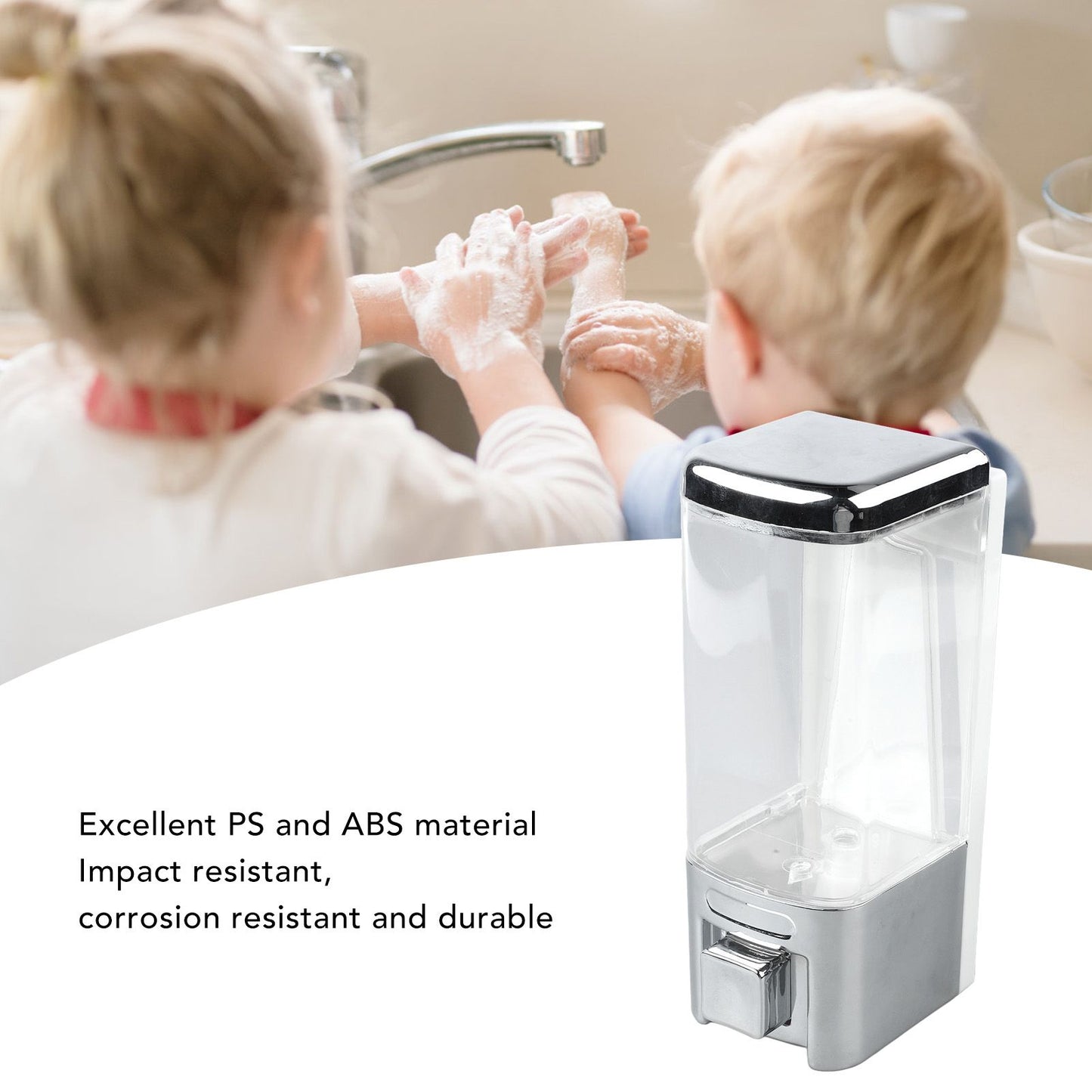 Soap Dispenser ABS Plastic Wall Mount Single Head Bathroom Kitchen Sink Accessories 480ml V1294-YM0521-3112230025211