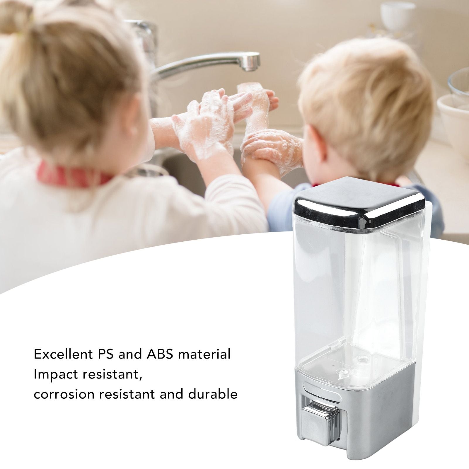 Soap Dispenser ABS Plastic Wall Mount Single Head Bathroom Kitchen Sink Accessories 480ml V1294-YM0521-3112230025211