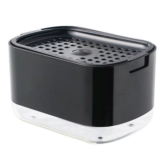 Soap Dispenser with Sponge Holder PP PET Press Type Soap Box for Cloth Dish Kitchen Cleaning Black V1294-YM0521-3112230026612