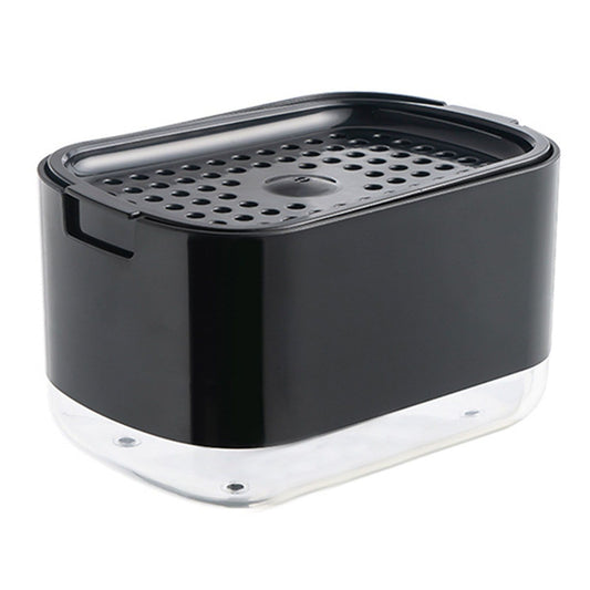 Soap Dispenser with Sponge Holder PP PET Press Type Soap Box for Cloth Dish Kitchen Cleaning Black V1294-YM0521-3112230026612