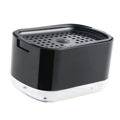 Soap Dispenser with Sponge Holder PP PET Press Type Soap Box for Cloth Dish Kitchen Cleaning Black V1294-YM0521-3112230026612