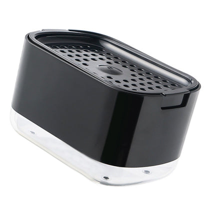 Soap Dispenser with Sponge Holder PP PET Press Type Soap Box for Cloth Dish Kitchen Cleaning Black V1294-YM0521-3112230026612