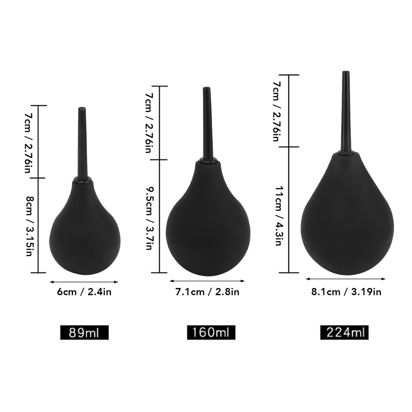 Enema Bulb Kit Silicone Douche Bulb with Single Use Hose Women Enemator Astriction Anal Cleaner Black 89ml V1294-YM0521-3112230027514