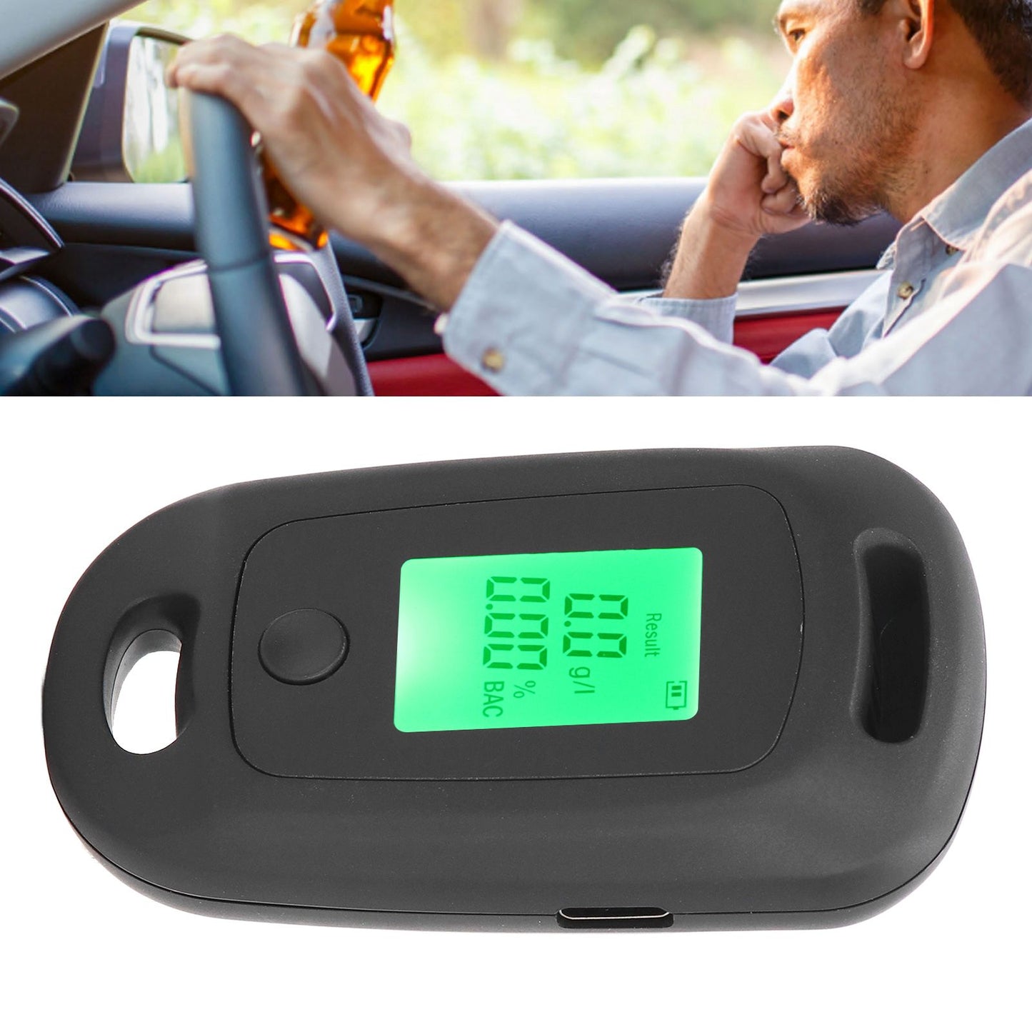 Alcohol Detector USB Rechargeable High Accuracy Portable Breath Alcohol Tester with LCD Screen Black V1294-YM0521-3113220291111