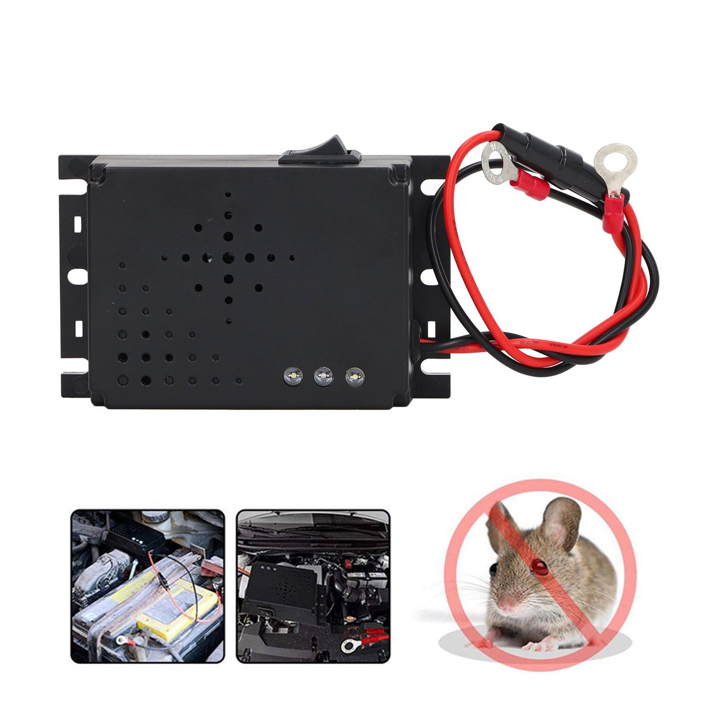 Car Mouse Repeller Ultrasonic Strong Strobe Light Car Electronic Mice Repellent for Engine Compartment V1294-YM0521-3113220292311