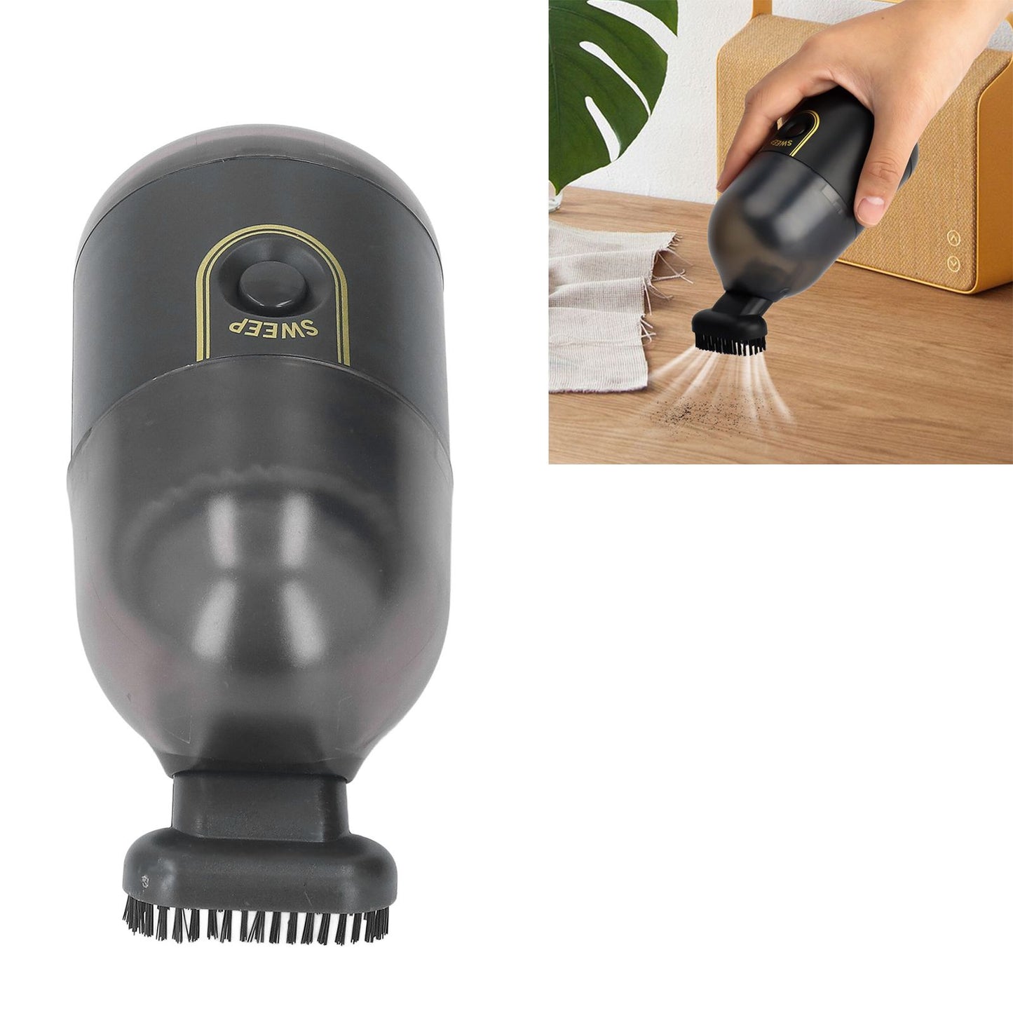 Handheld Vacuum Cleaner USB Rechargeable Portable Mini Cordless Handheld Vacuum for Home Car Desk Black V1294-YM0521-3113220295011