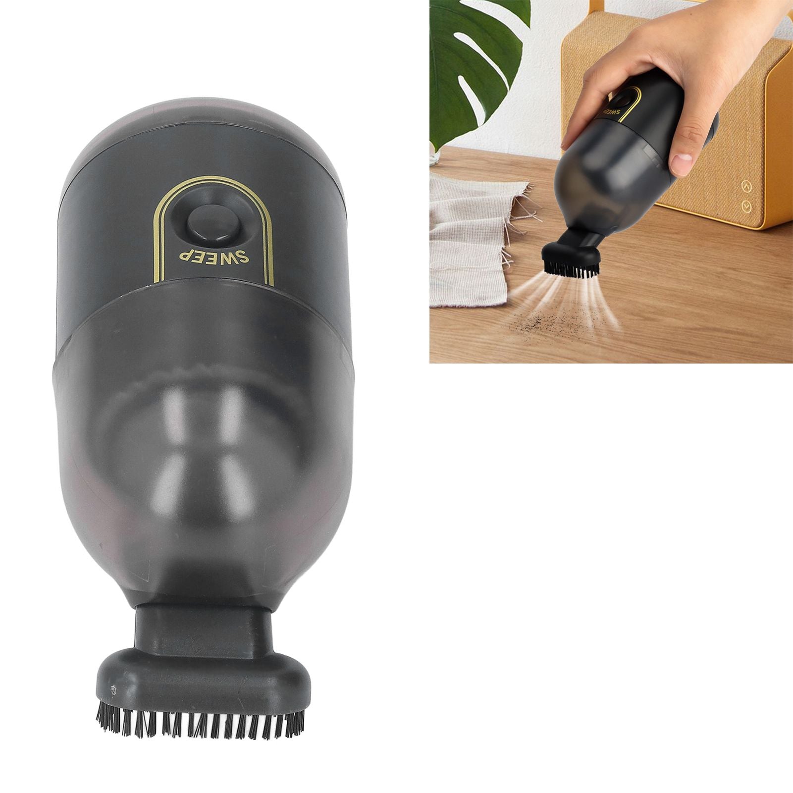 Handheld Vacuum Cleaner USB Rechargeable Portable Mini Cordless Handheld Vacuum for Home Car Desk Black V1294-YM0521-3113220295011