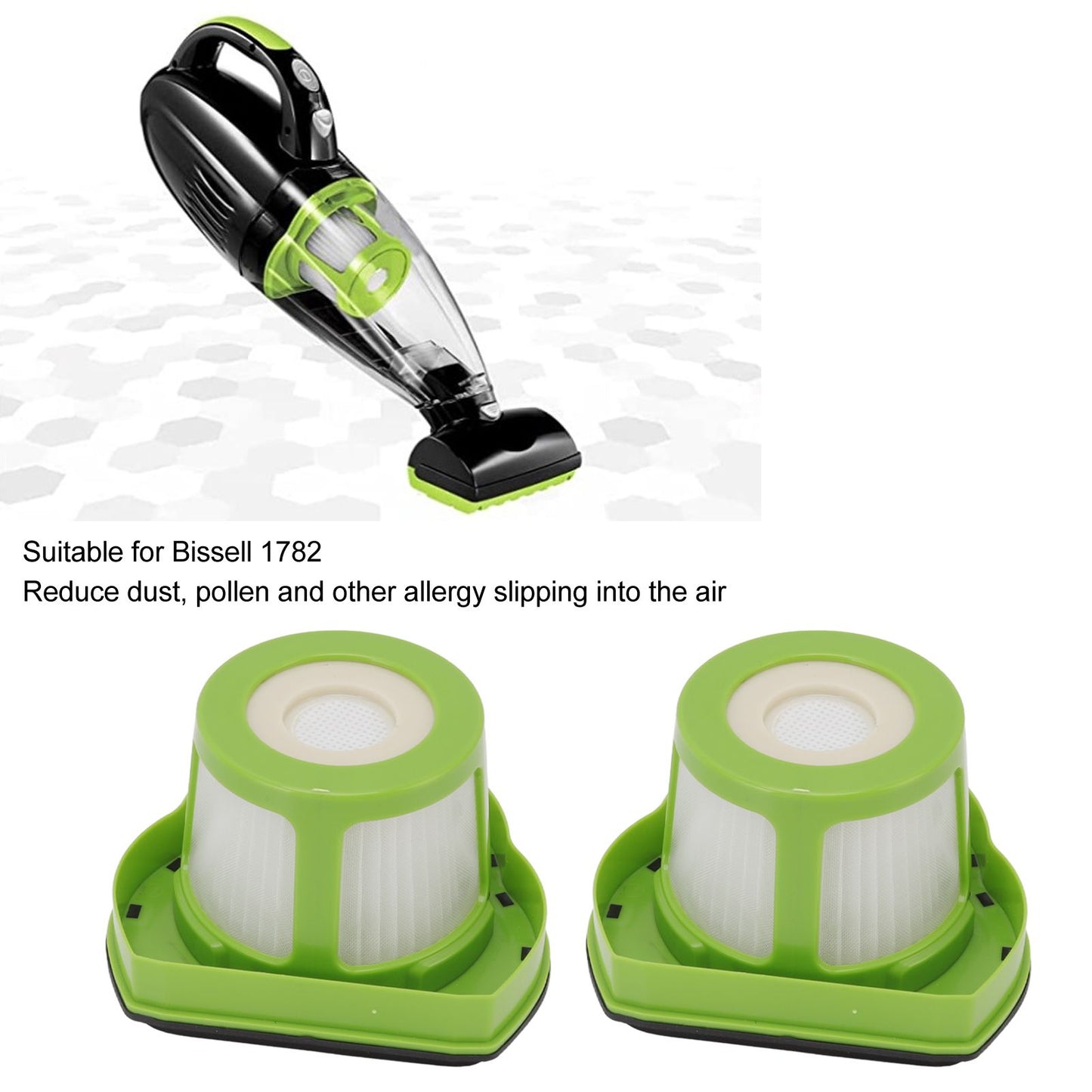 2Pcs Vacuum Filter Replacement for Bissell 1782 Pet Hair Eraser Hand Vacuum Cleaner Part V1294-YM0521-3113220297711