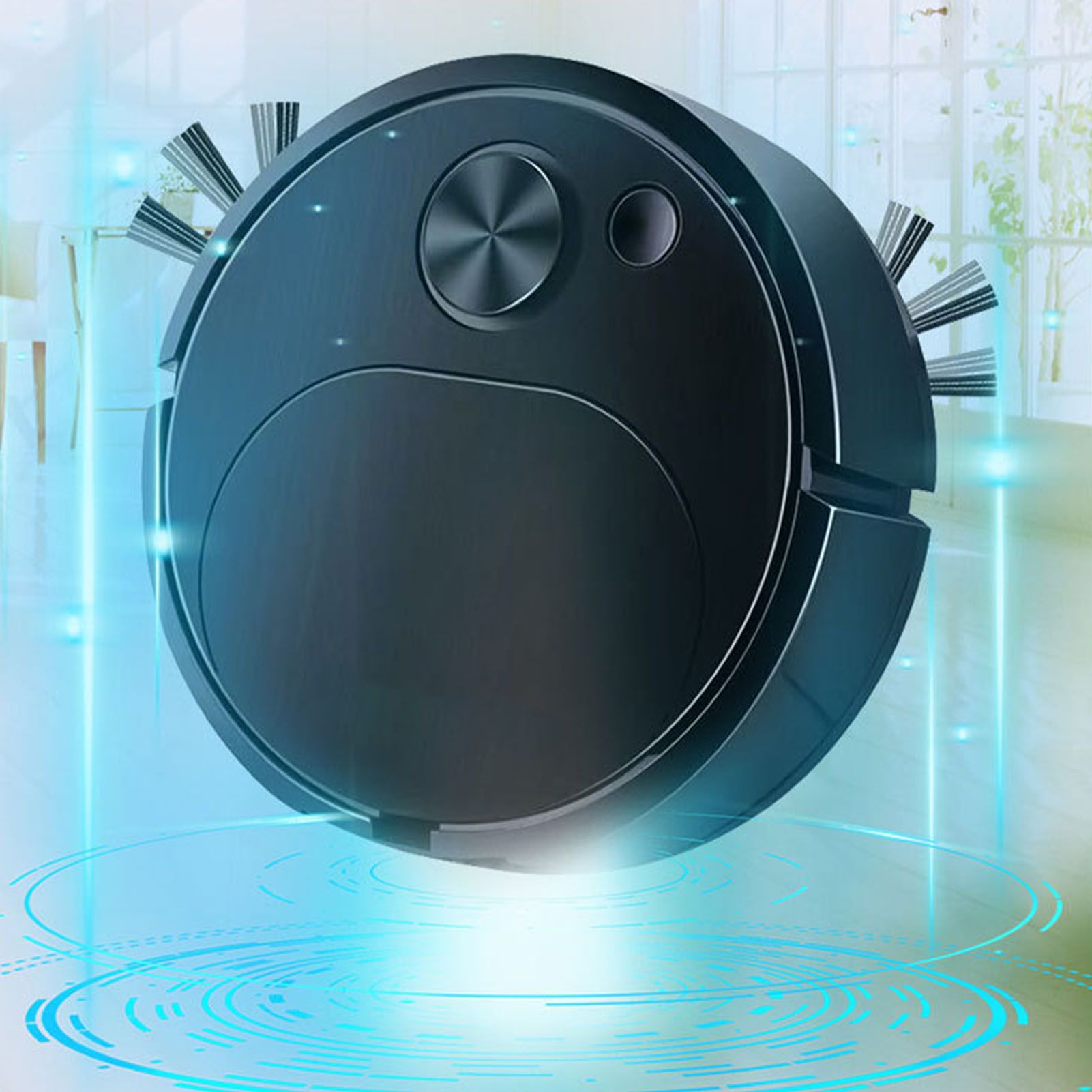 Automatic Vacuum Cleaner Low Noise Rechargeable 3 in 1 Intelligent Sweeping Robot for Hair Dust Stain Black V1294-YM0521-3113220303611