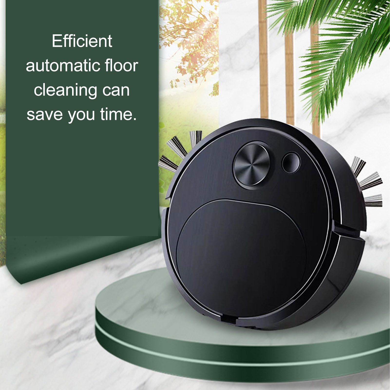 Automatic Vacuum Cleaner Low Noise Rechargeable 3 in 1 Intelligent Sweeping Robot for Hair Dust Stain Black V1294-YM0521-3113220303611