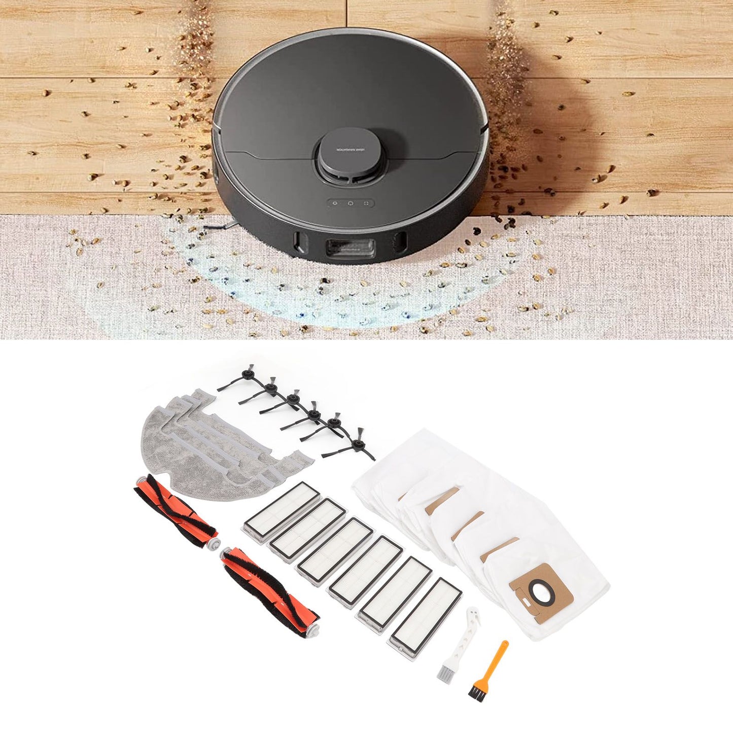Sweeper Accessories Main Brush Dust Bag Filter Rag Side Brush Sweeper Replacement Parts for Dreame Z10 Pro V1294-YM0521-3113220304011