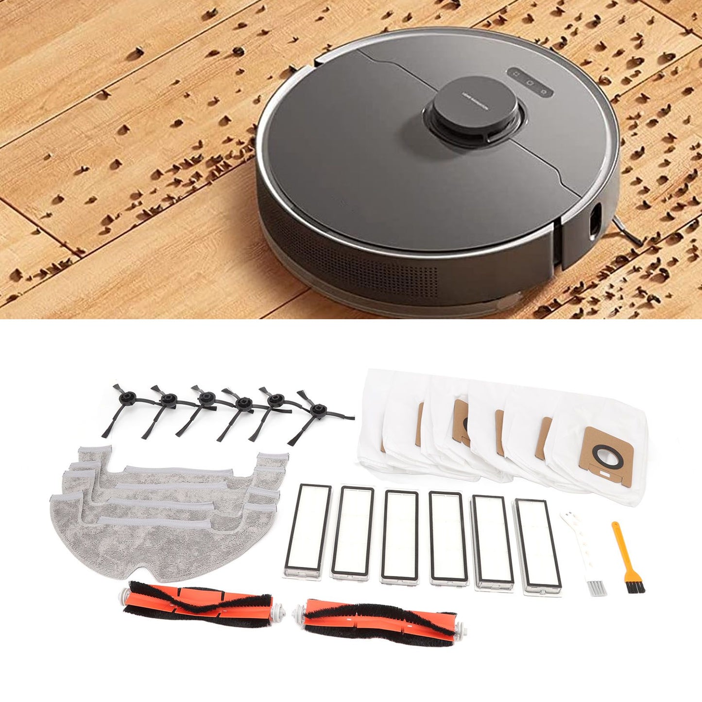 Sweeper Accessories Main Brush Dust Bag Filter Rag Side Brush Sweeper Replacement Parts for Dreame Z10 Pro V1294-YM0521-3113220304011