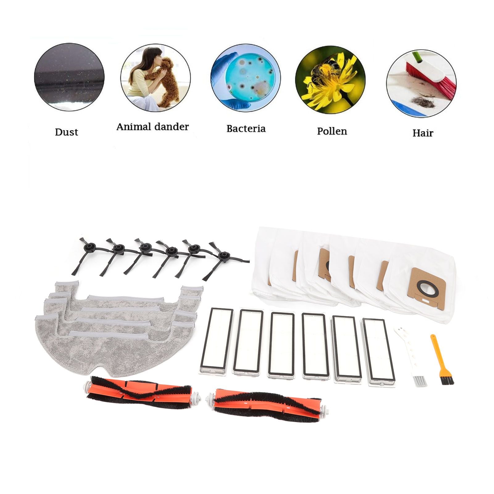Sweeper Accessories Main Brush Dust Bag Filter Rag Side Brush Sweeper Replacement Parts for Dreame Z10 Pro V1294-YM0521-3113220304011