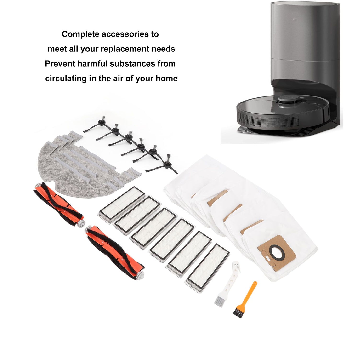 Sweeper Accessories Main Brush Dust Bag Filter Rag Side Brush Sweeper Replacement Parts for Dreame Z10 Pro V1294-YM0521-3113220304011