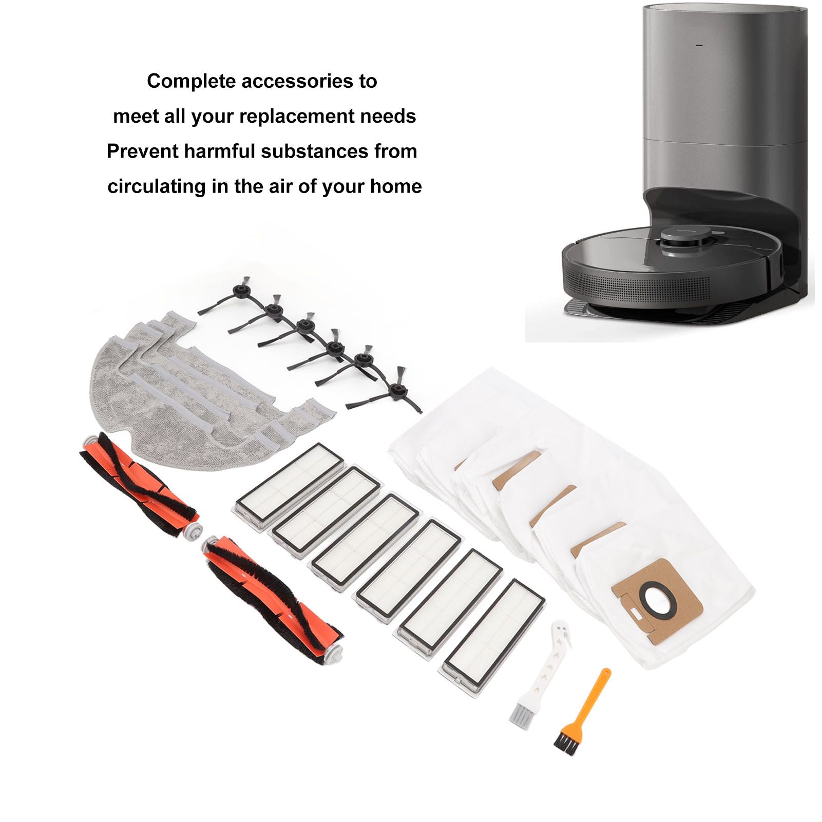 Sweeper Accessories Main Brush Dust Bag Filter Rag Side Brush Sweeper Replacement Parts for Dreame Z10 Pro V1294-YM0521-3113220304011
