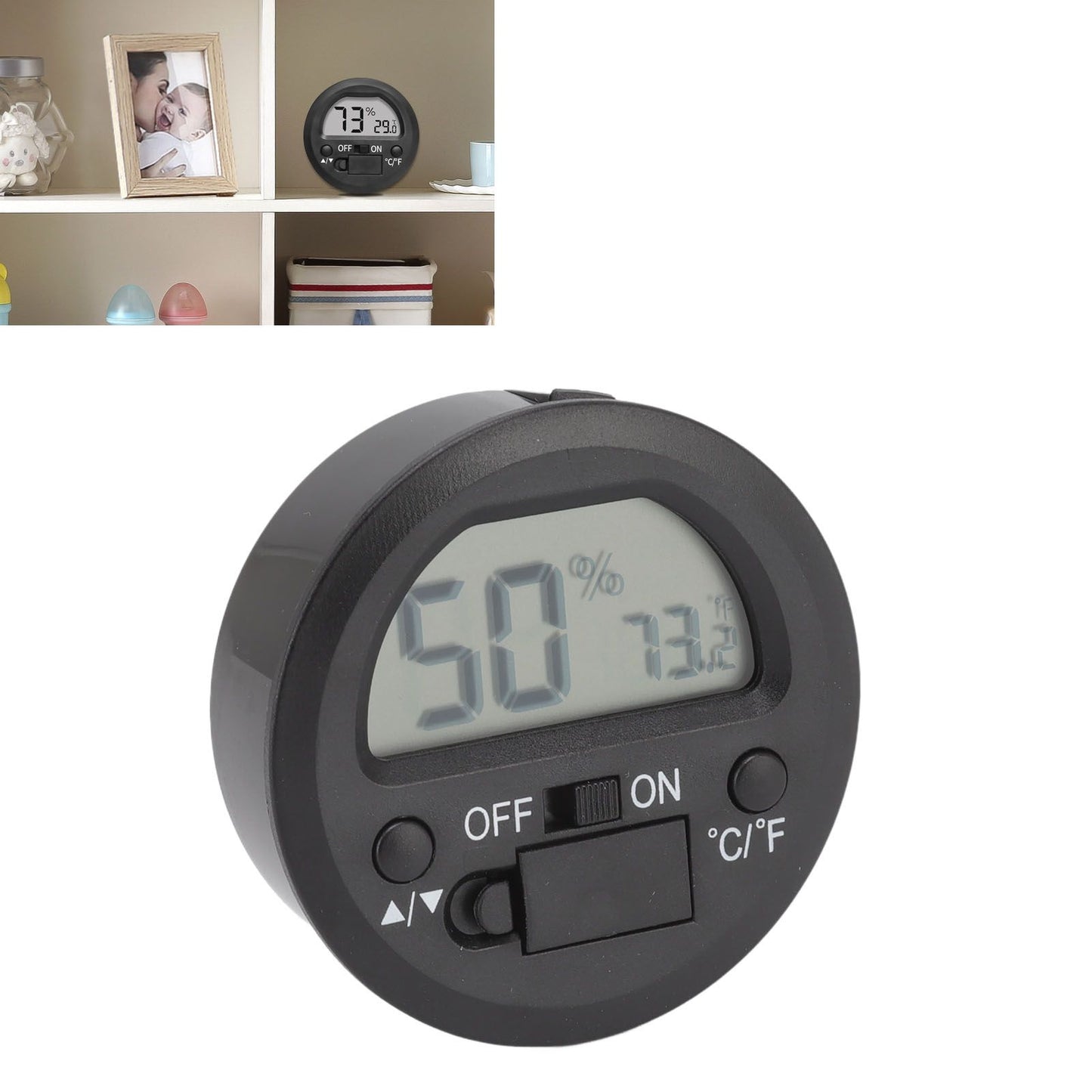 Temperature Humidity Meter Portable Round Embedded Electronic Digital Display Temperature Humidity Gauge V1294-YM0521-3113220305011