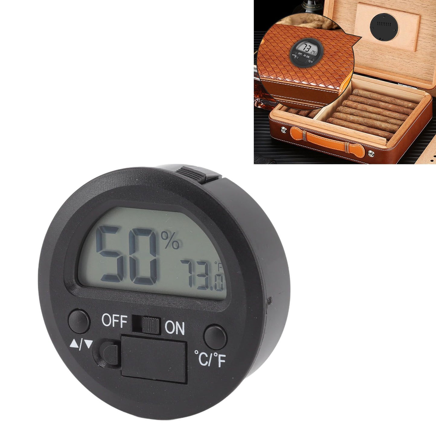 Temperature Humidity Meter Portable Round Embedded Electronic Digital Display Temperature Humidity Gauge V1294-YM0521-3113220305011