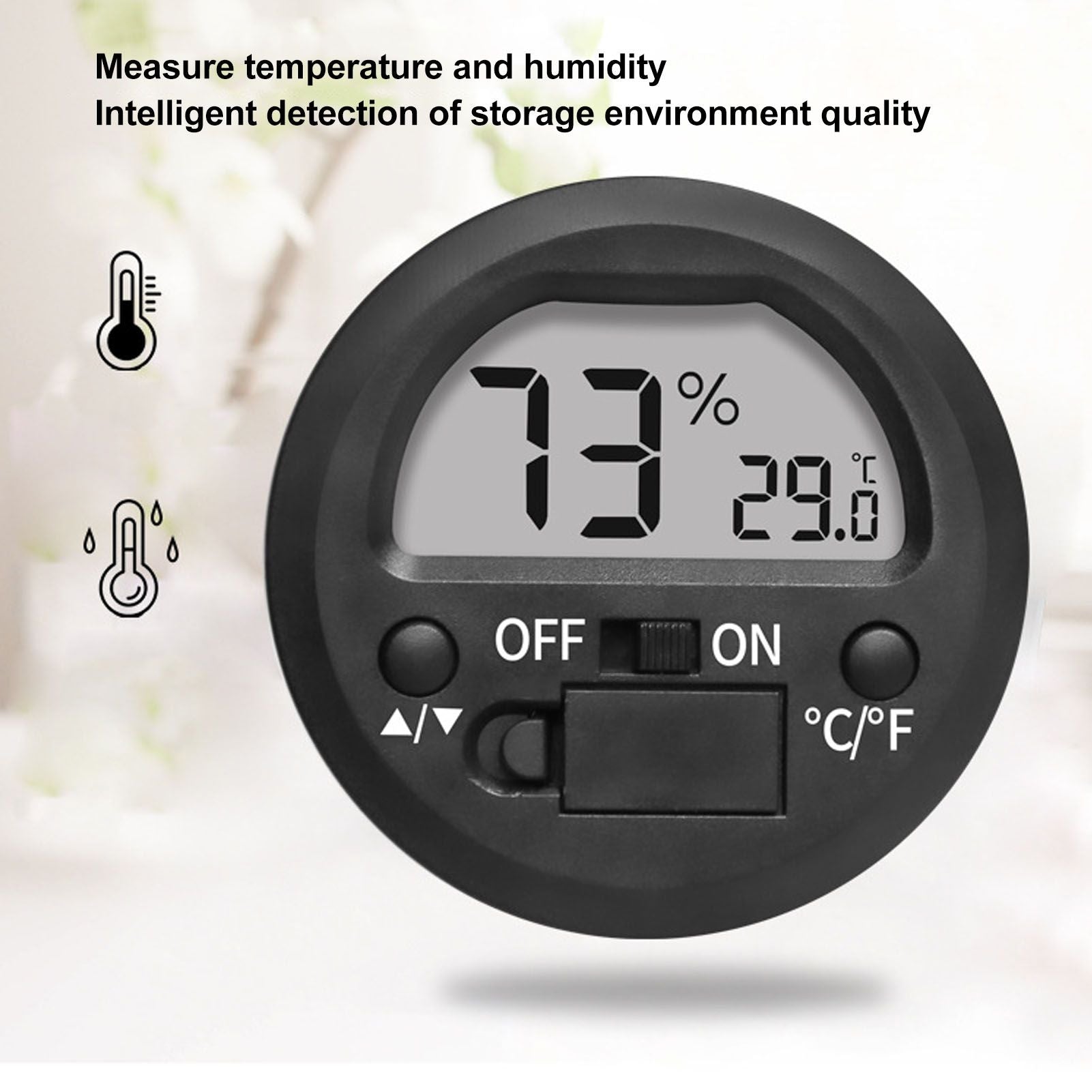 Temperature Humidity Meter Portable Round Embedded Electronic Digital Display Temperature Humidity Gauge V1294-YM0521-3113220305011