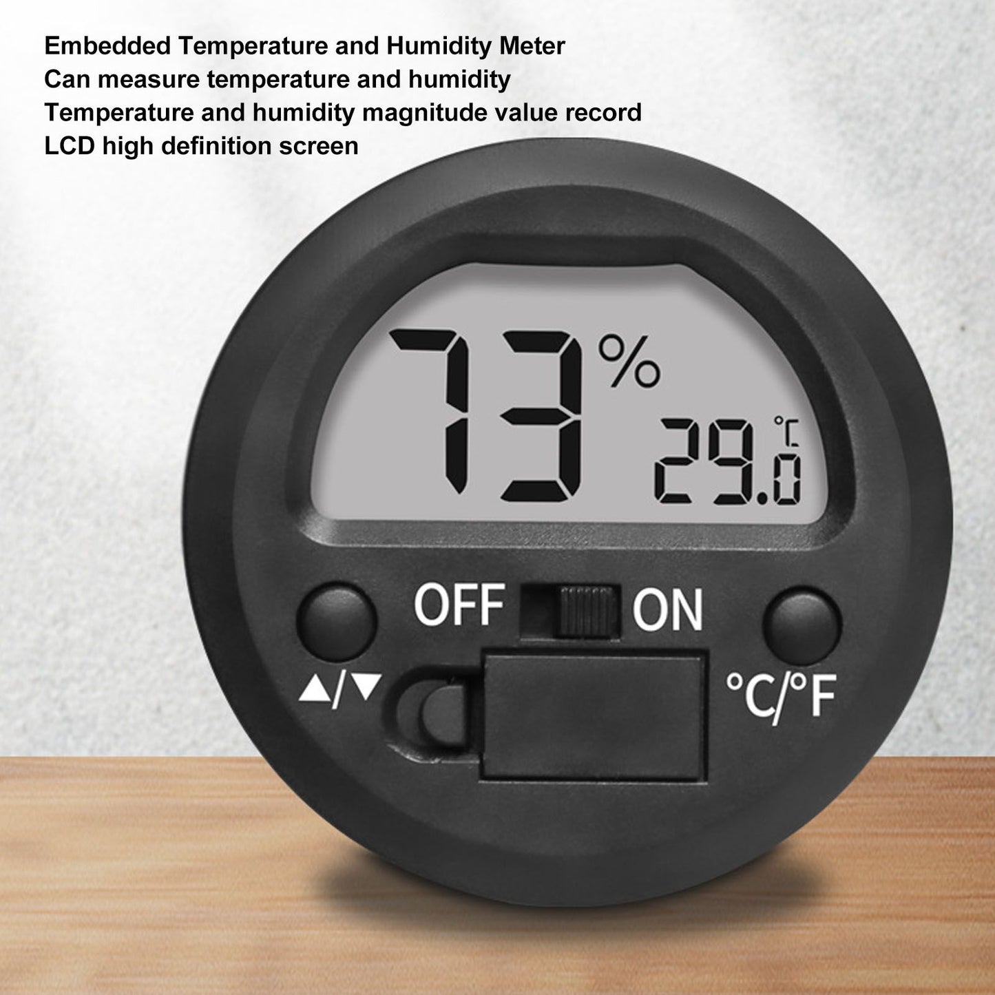 Temperature Humidity Meter Portable Round Embedded Electronic Digital Display Temperature Humidity Gauge V1294-YM0521-3113220305011
