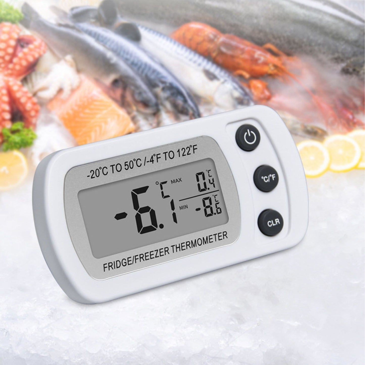 Refrigerator Thermometer Memory Function ABS Body White degrees C degrees F Switched Small Compact Digital V1294-YM0521-3113220305311