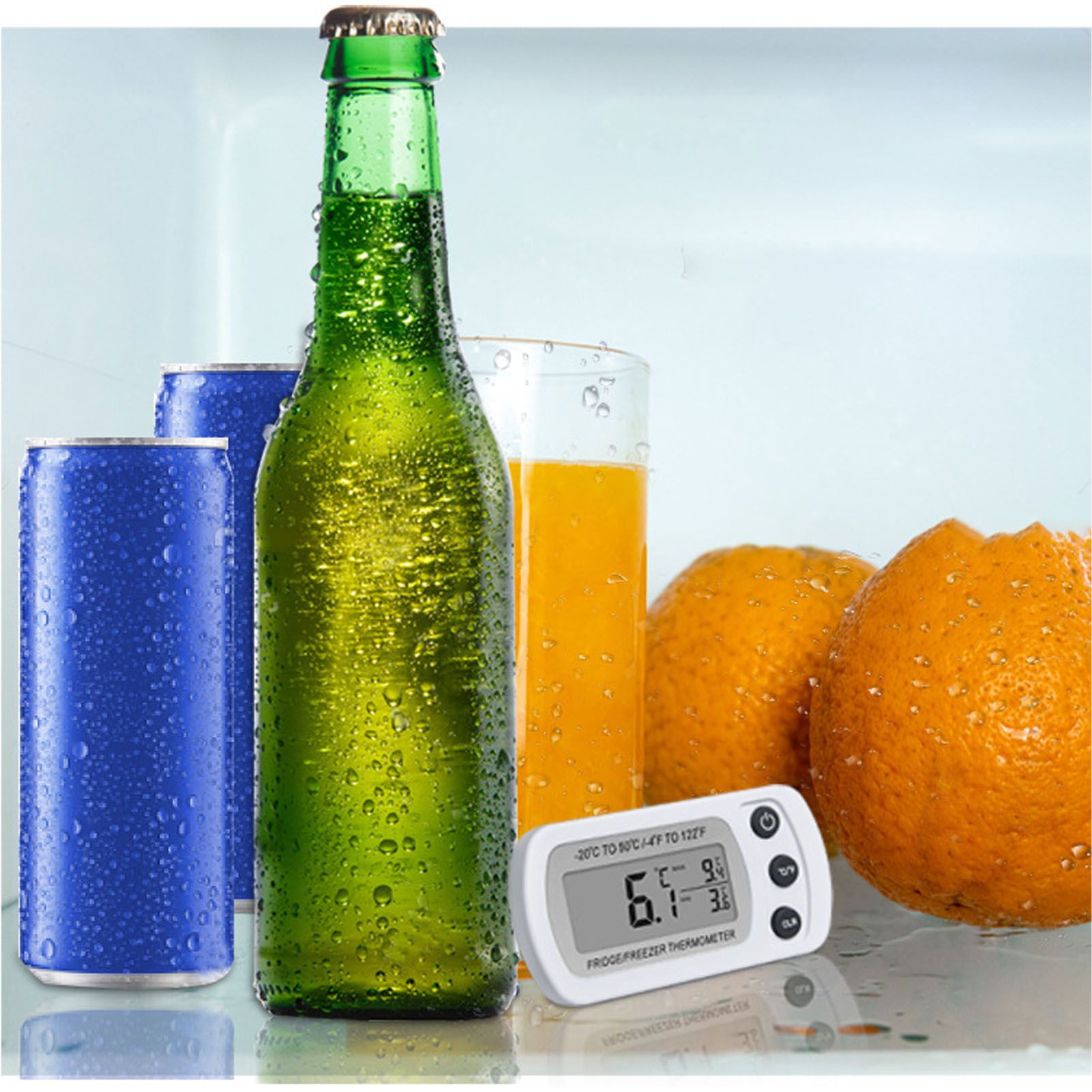 Refrigerator Thermometer Memory Function ABS Body White degrees C degrees F Switched Small Compact Digital V1294-YM0521-3113220305311