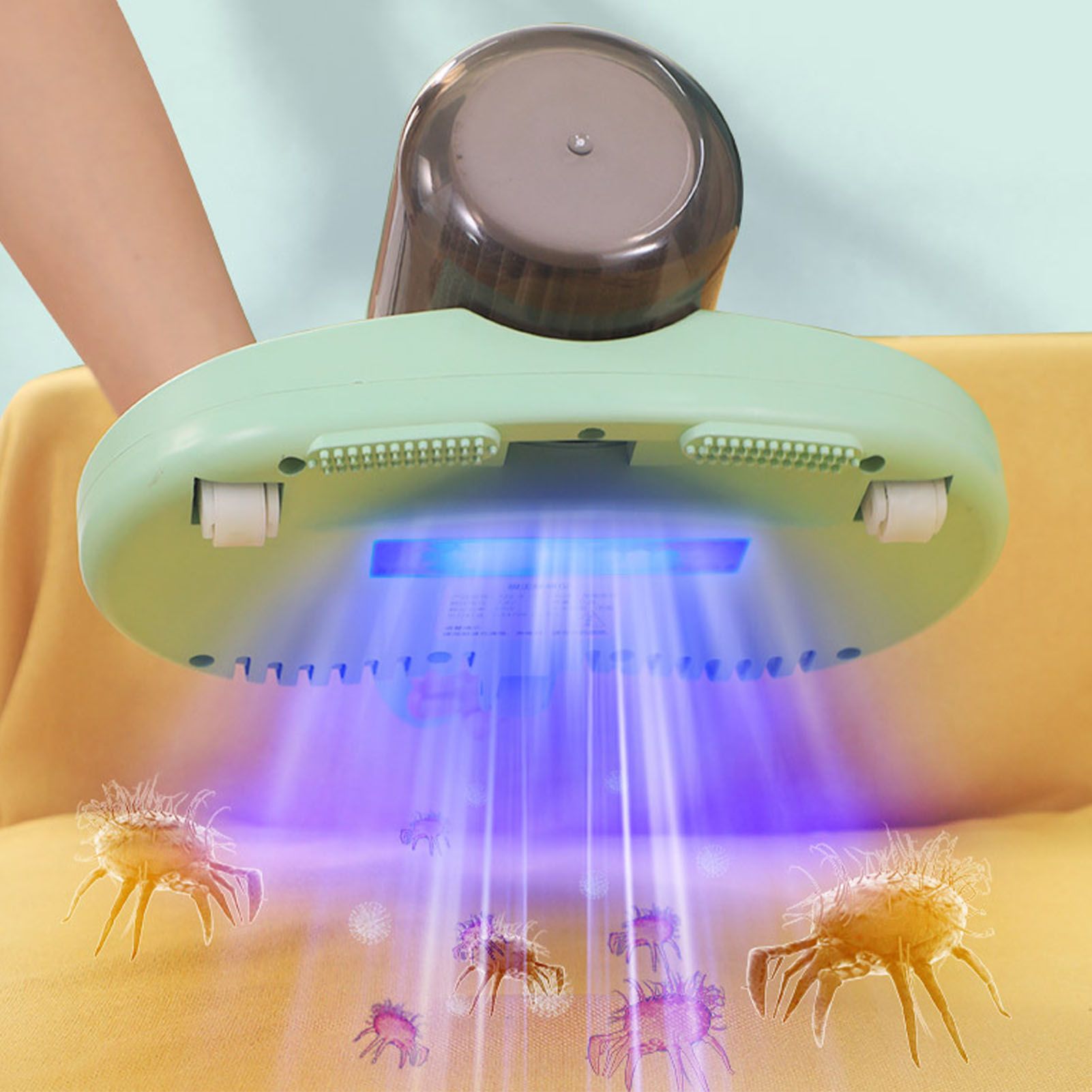 Bed Mite Remover Double Beat Handheld UV Mattress Vacuum Cleaner with Filter for Home Bedroom Green V1294-YM0521-3113220307011