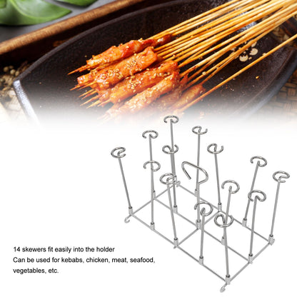 Fryer Skewer Stand Uniform Cooking Rust Resistance Stainless Steel Vertical Skewer Stand for Chicken Meat V1294-YM0521-3113220312611