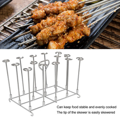 Fryer Skewer Stand Uniform Cooking Rust Resistance Stainless Steel Vertical Skewer Stand for Chicken Meat V1294-YM0521-3113220312611