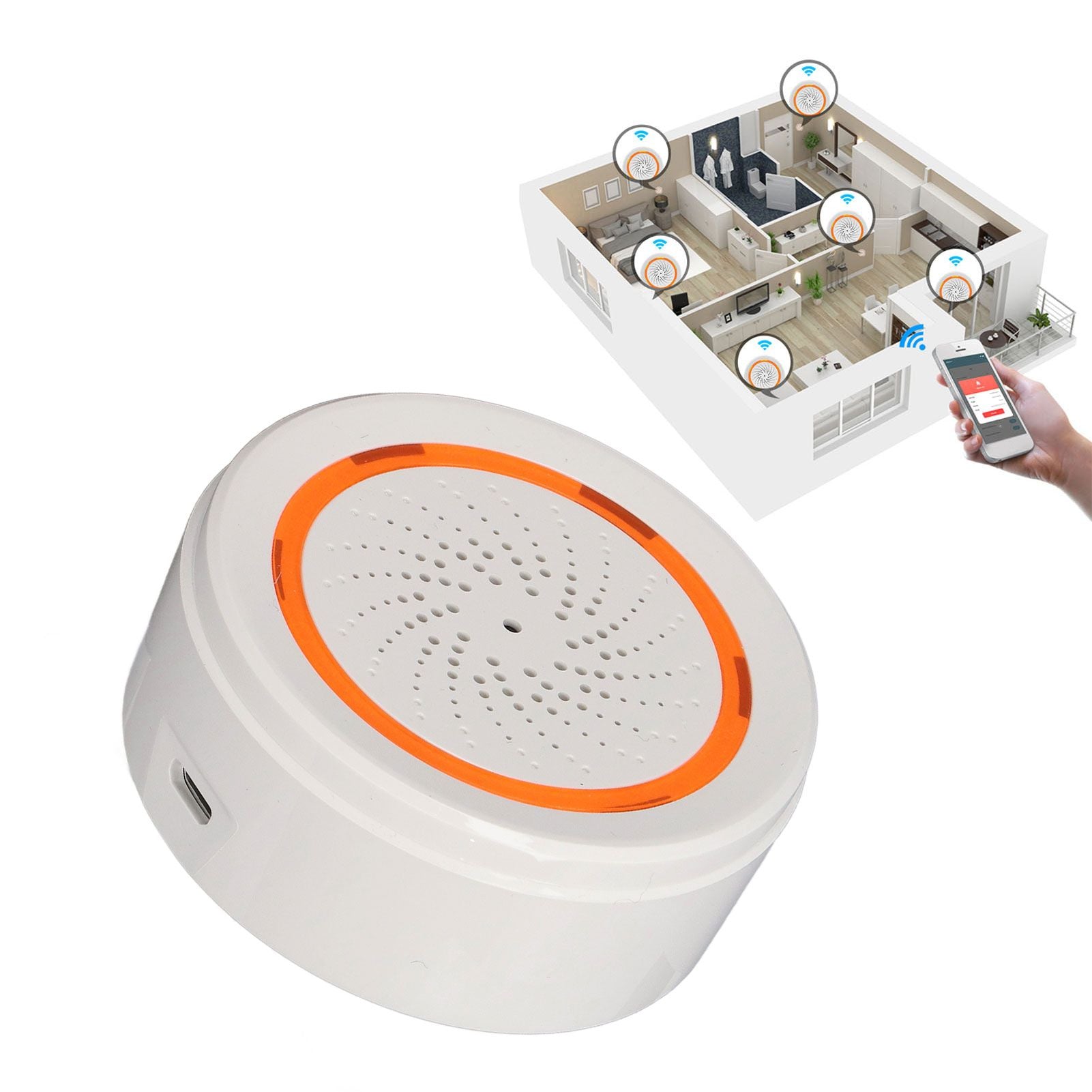 Audible Alarm Smart Siren Alarm 90db for Zigbee3.0 Communication Protocol 5V 1A for Tuya Wireless Alarm for V1294-YM0521-3113220323111