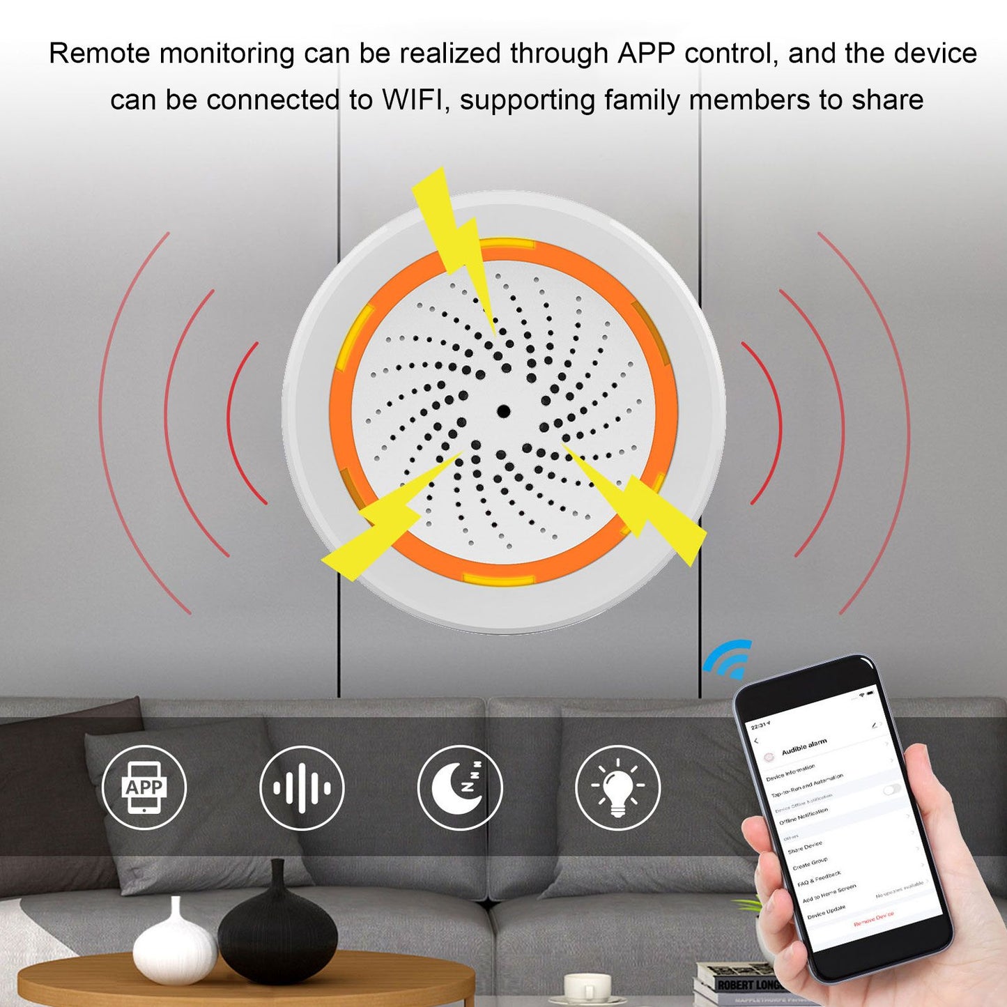 Audible Alarm Smart Siren Alarm 90db for Zigbee3.0 Communication Protocol 5V 1A for Tuya Wireless Alarm for V1294-YM0521-3113220323111
