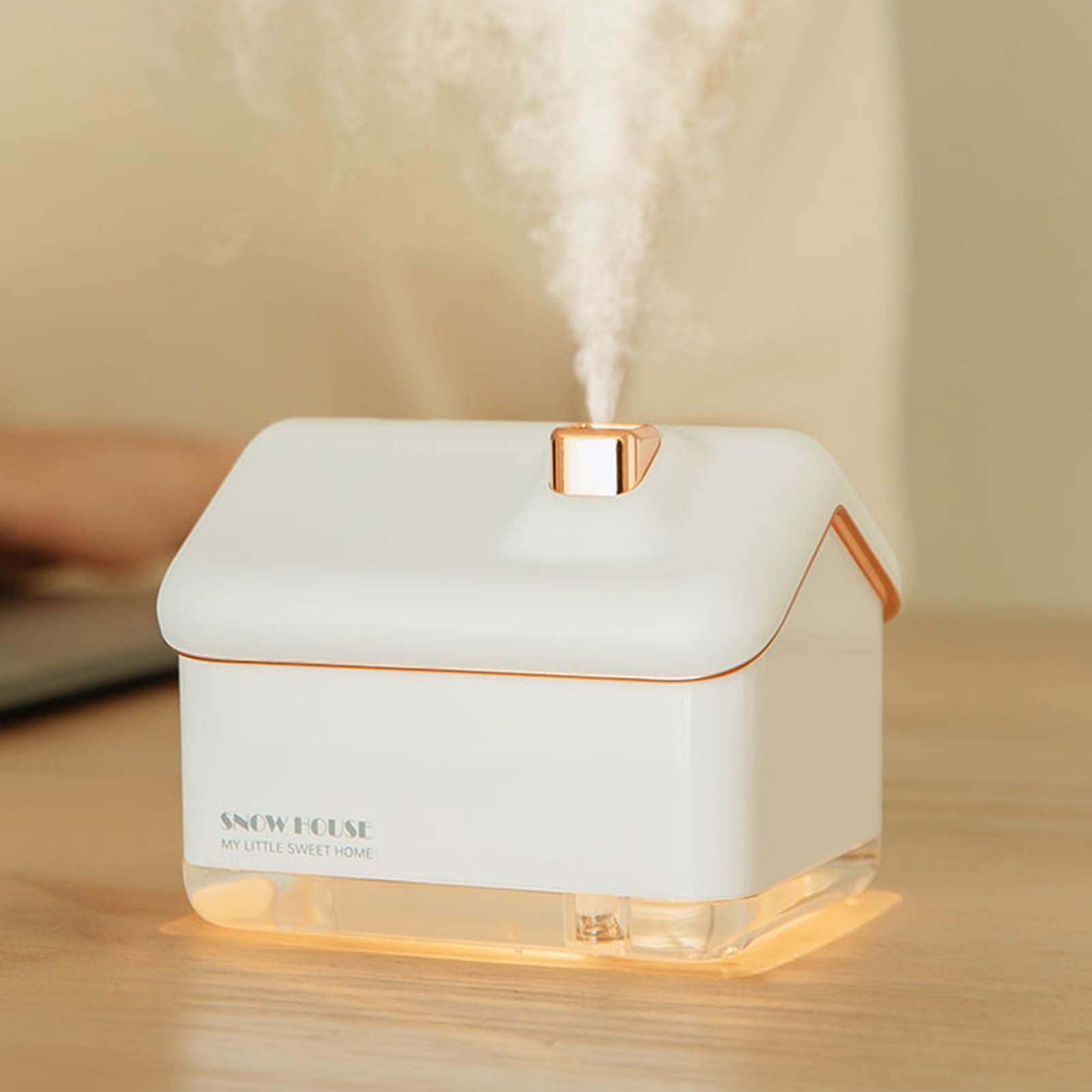 Snow House Mini Humidifier USB Nano Atomization Humidifier with Night Light for Living Room Bedroom Plug In V1294-YM0521-3113230005411