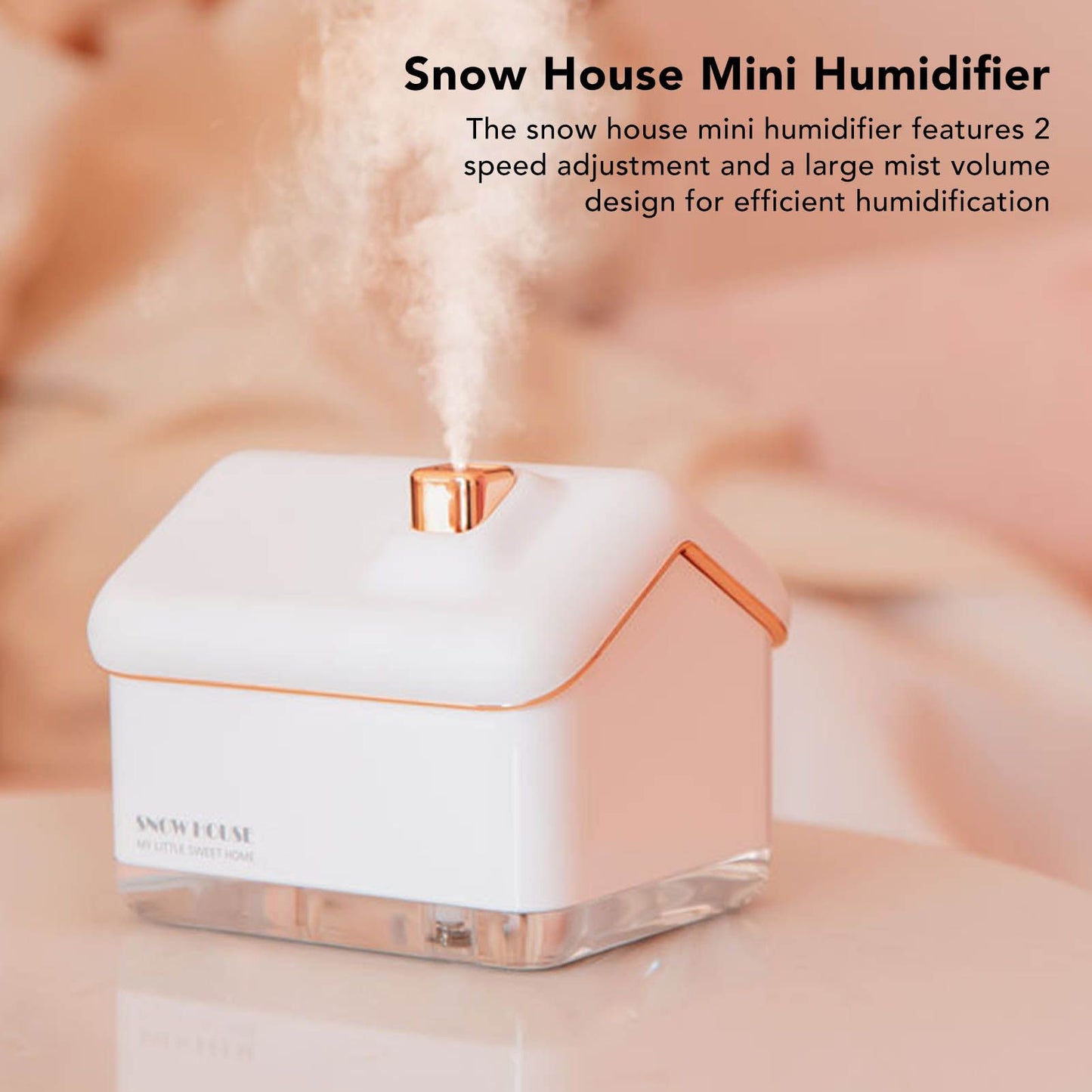 Snow House Mini Humidifier USB Nano Atomization Humidifier with Night Light for Living Room Bedroom Plug In V1294-YM0521-3113230005411
